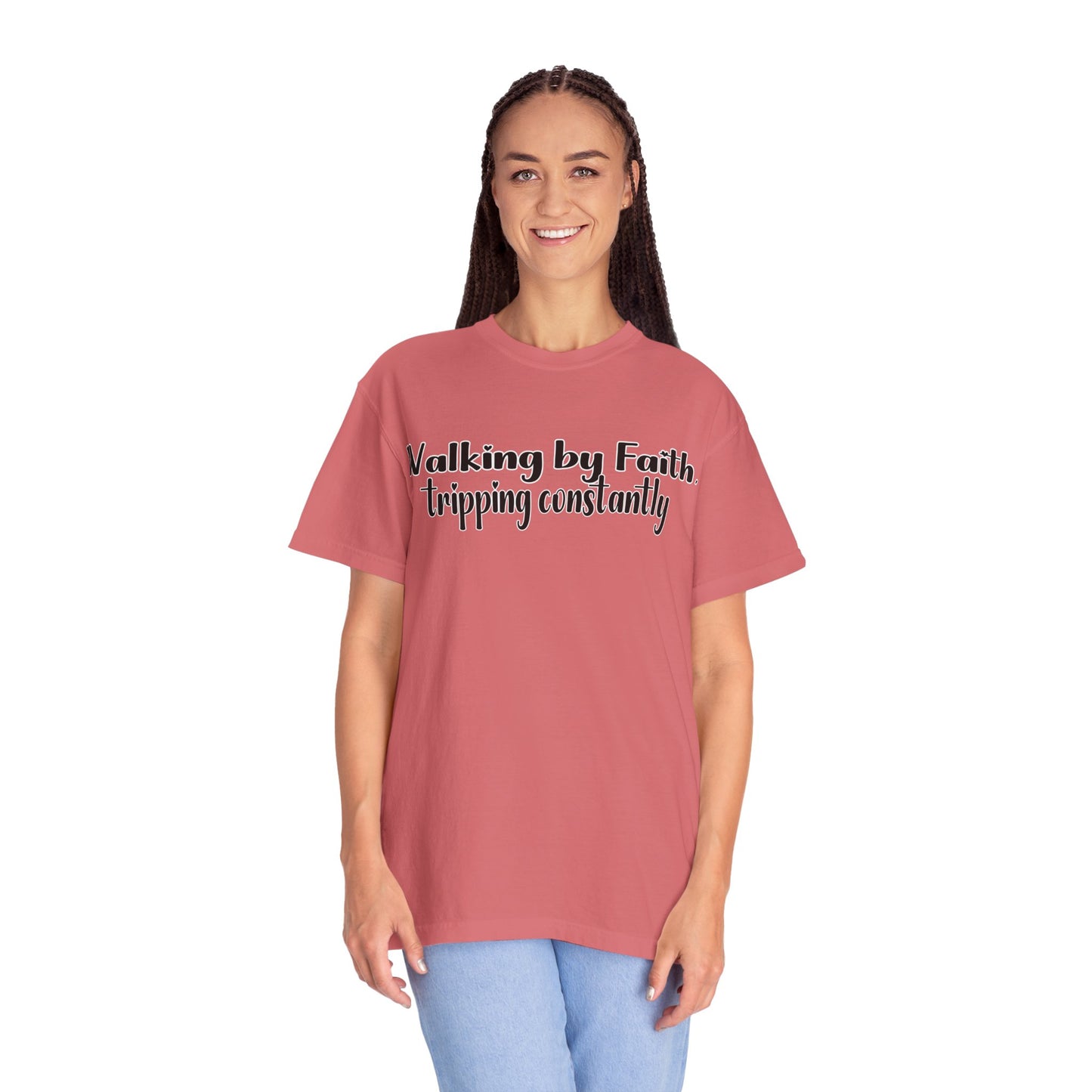 Walking by Faith (Tripping Constantly) – Funny Christian T-Shirt