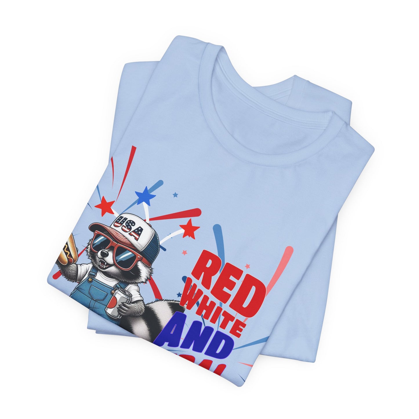 Red, White, and Feral – Funny Patriotic Raccoon T-Shirt