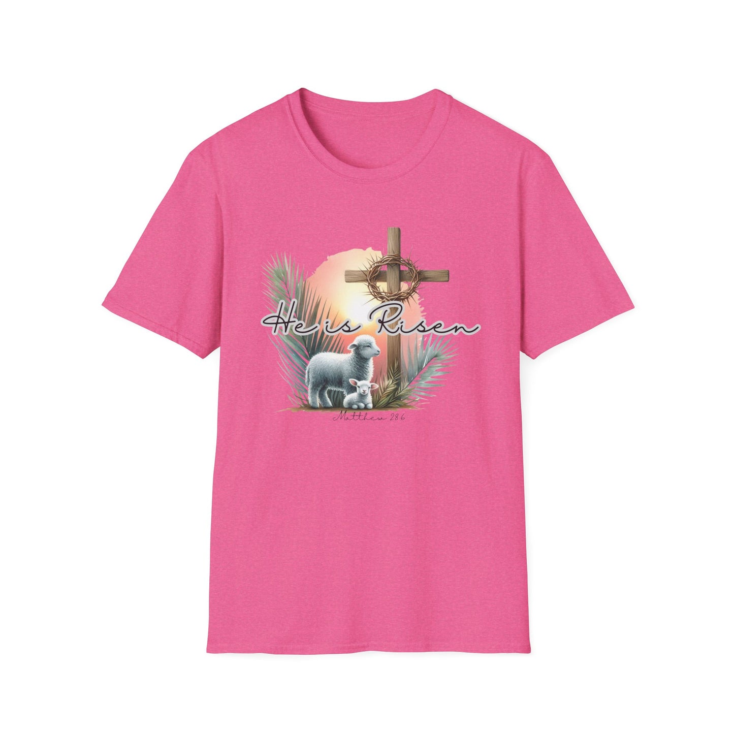 Unisex Softstyle T-Shirt - 'He Is Risen' Easter Tee with Floral Elements