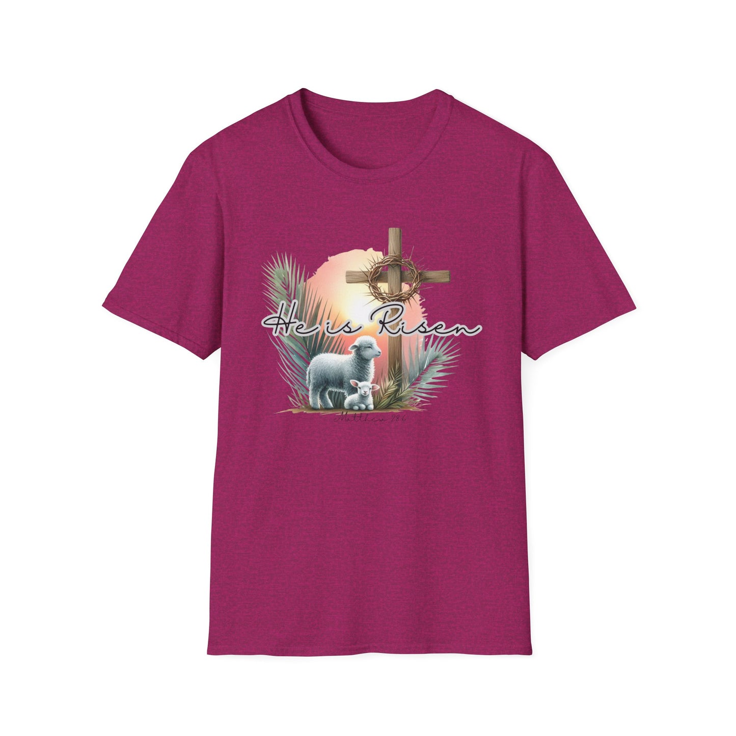 Unisex Softstyle T-Shirt - 'He Is Risen' Easter Tee with Floral Elements