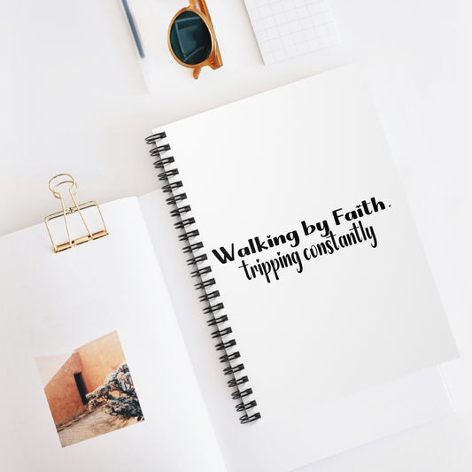 Walking by Faith Tripping Constantly Notebook | Funny Christian Journal | Grace Over Perfection Prayer Journal | Faith Gift for Women