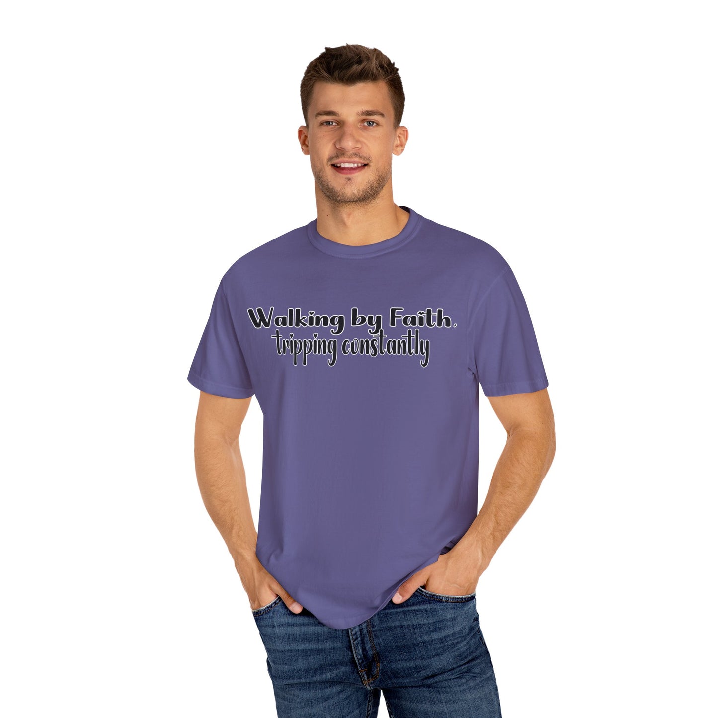 Walking by Faith (Tripping Constantly) – Funny Christian T-Shirt