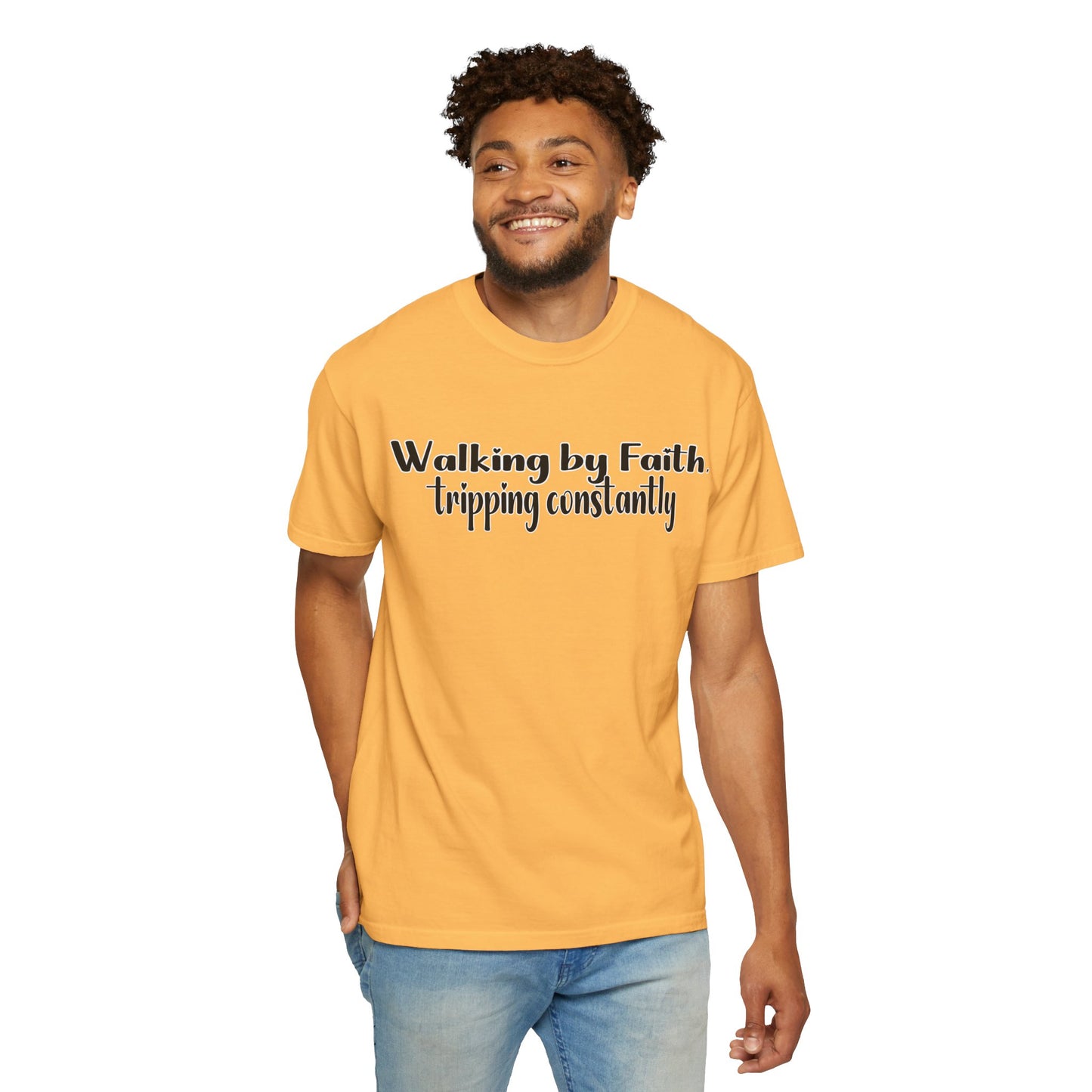 Walking by Faith (Tripping Constantly) – Funny Christian T-Shirt