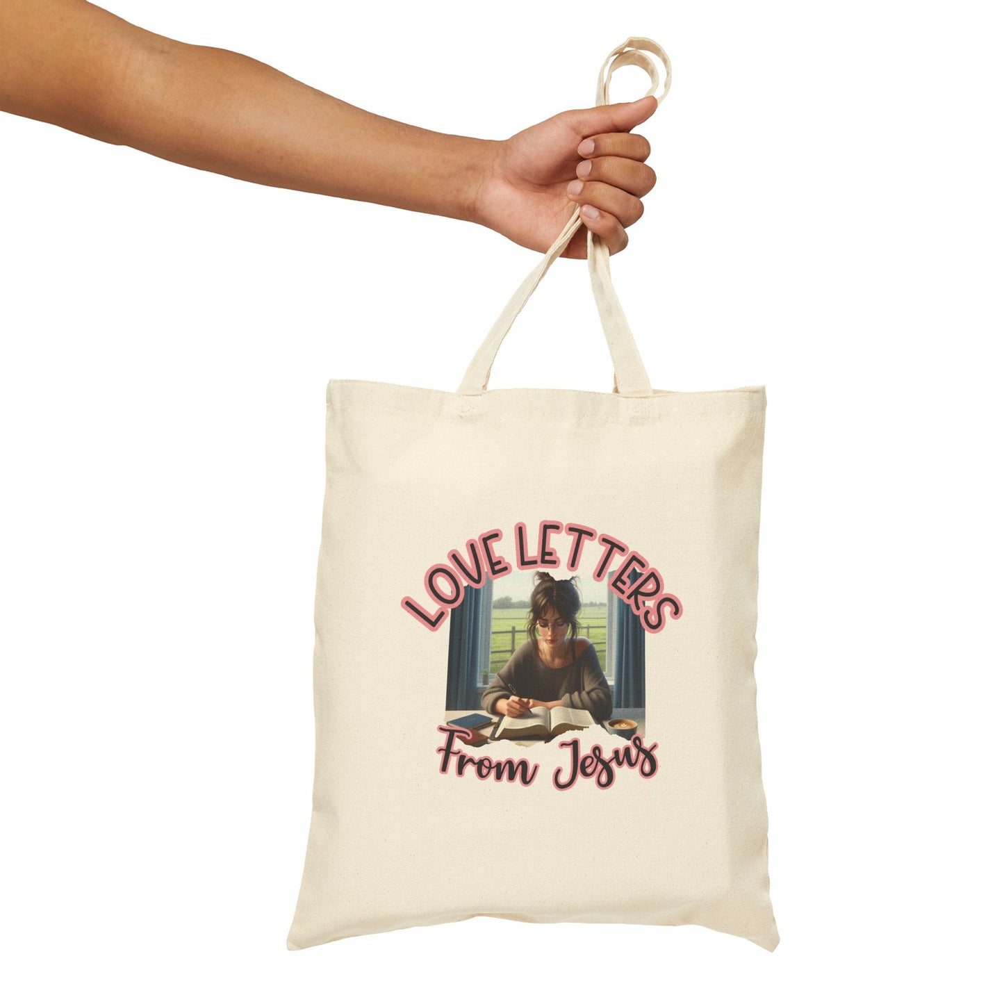 Love Letters from Jesus Tote Bag – Inspirational Cotton Canvas Carryall for Everyday Use, Church, Gifts, Shopping, Eco-Friendly