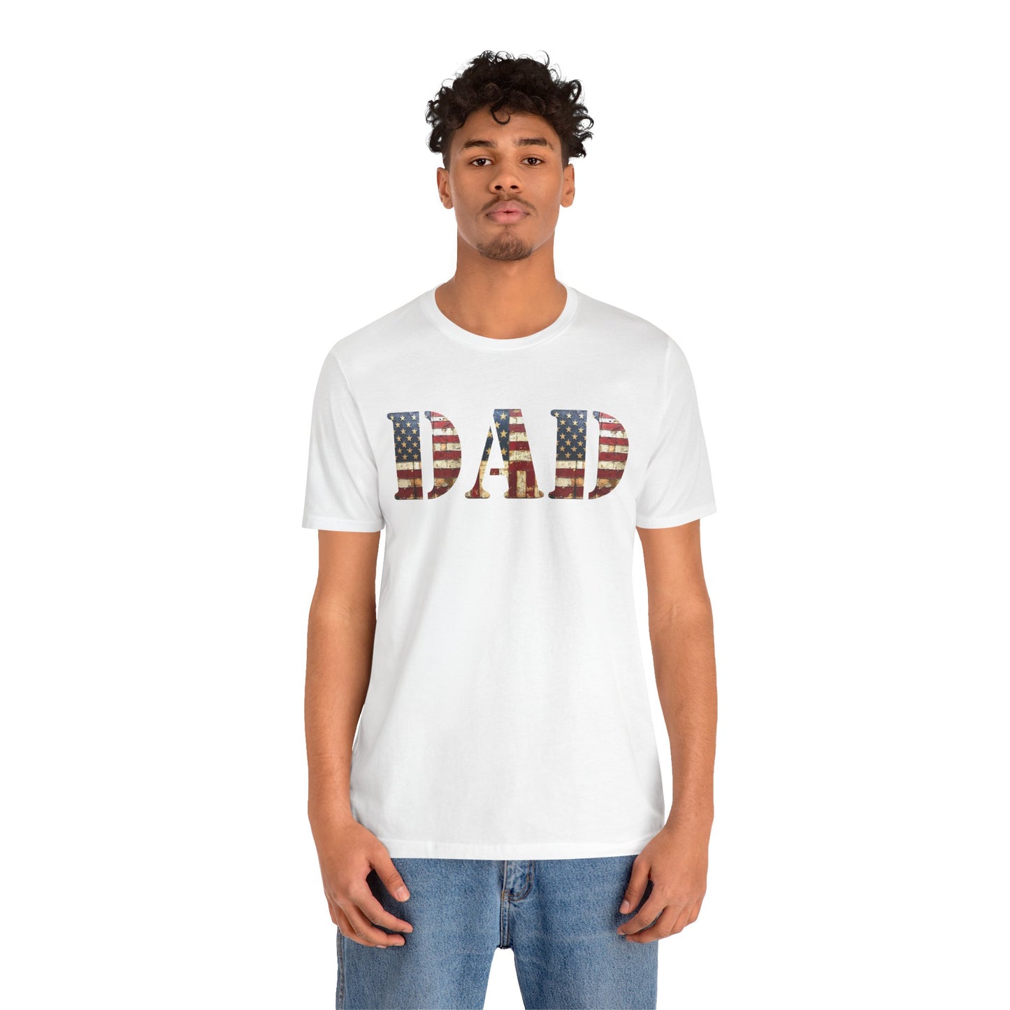 T-Shirt DAD Shirt Rustic American Flag | Patriotic Father’s Day Tee | USA Flag Wood Texture Graphic | 4th of July Gift for Dad