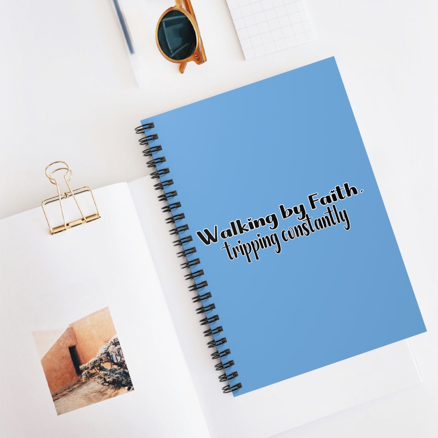 Walking by Faith Tripping Constantly Notebook | Funny Christian Journal | Grace Over Perfection Prayer Journal | Faith Gift for Women