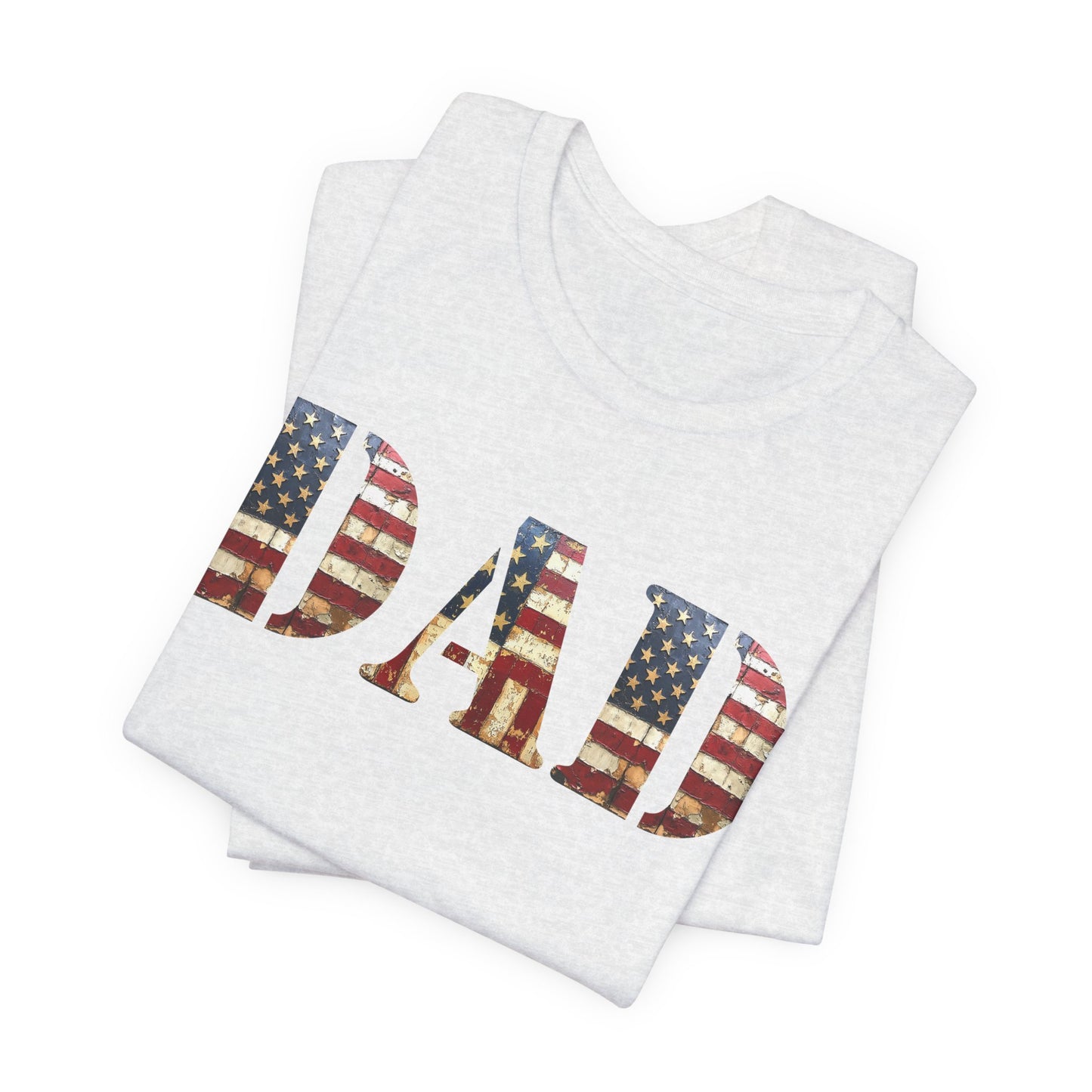 T-Shirt DAD Shirt Rustic American Flag | Patriotic Father’s Day Tee | USA Flag Wood Texture Graphic | 4th of July Gift for Dad