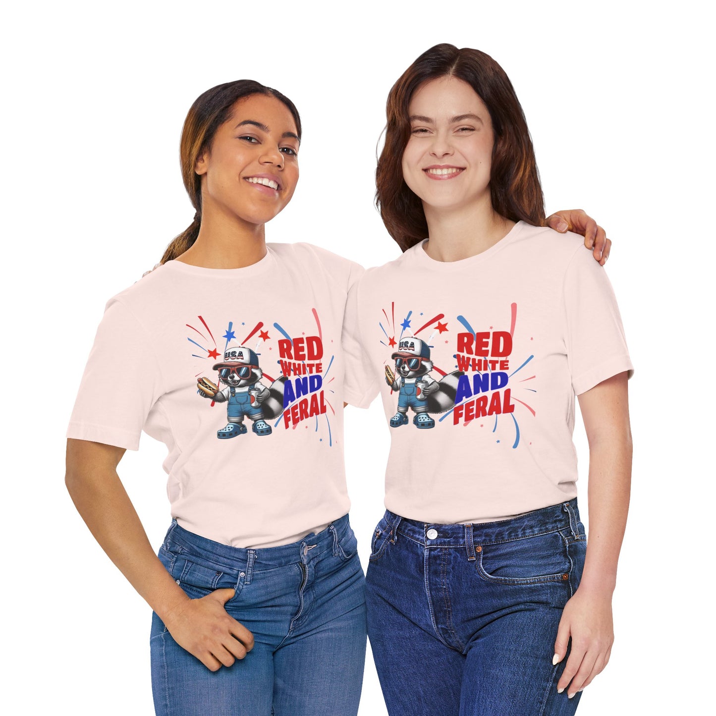 Red, White, and Feral – Funny Patriotic Raccoon T-Shirt