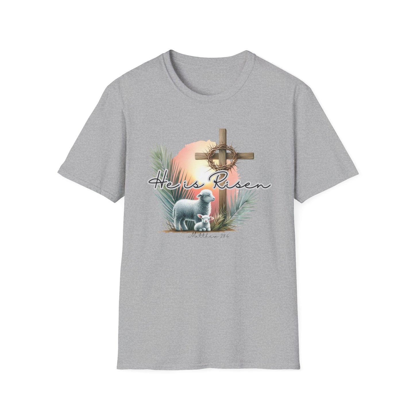 Unisex Softstyle T-Shirt - 'He Is Risen' Easter Tee with Floral Elements