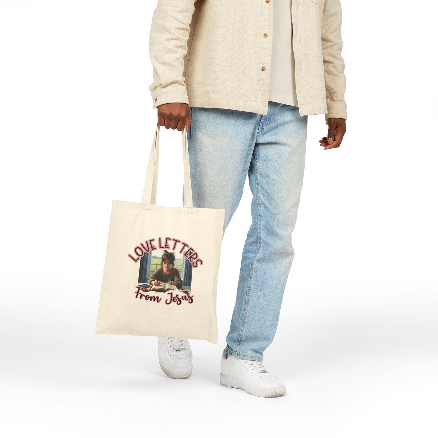 Love Letters from Jesus Tote Bag – Inspirational Cotton Canvas Carryall for Everyday Use, Church, Gifts, Shopping, Eco-Friendly