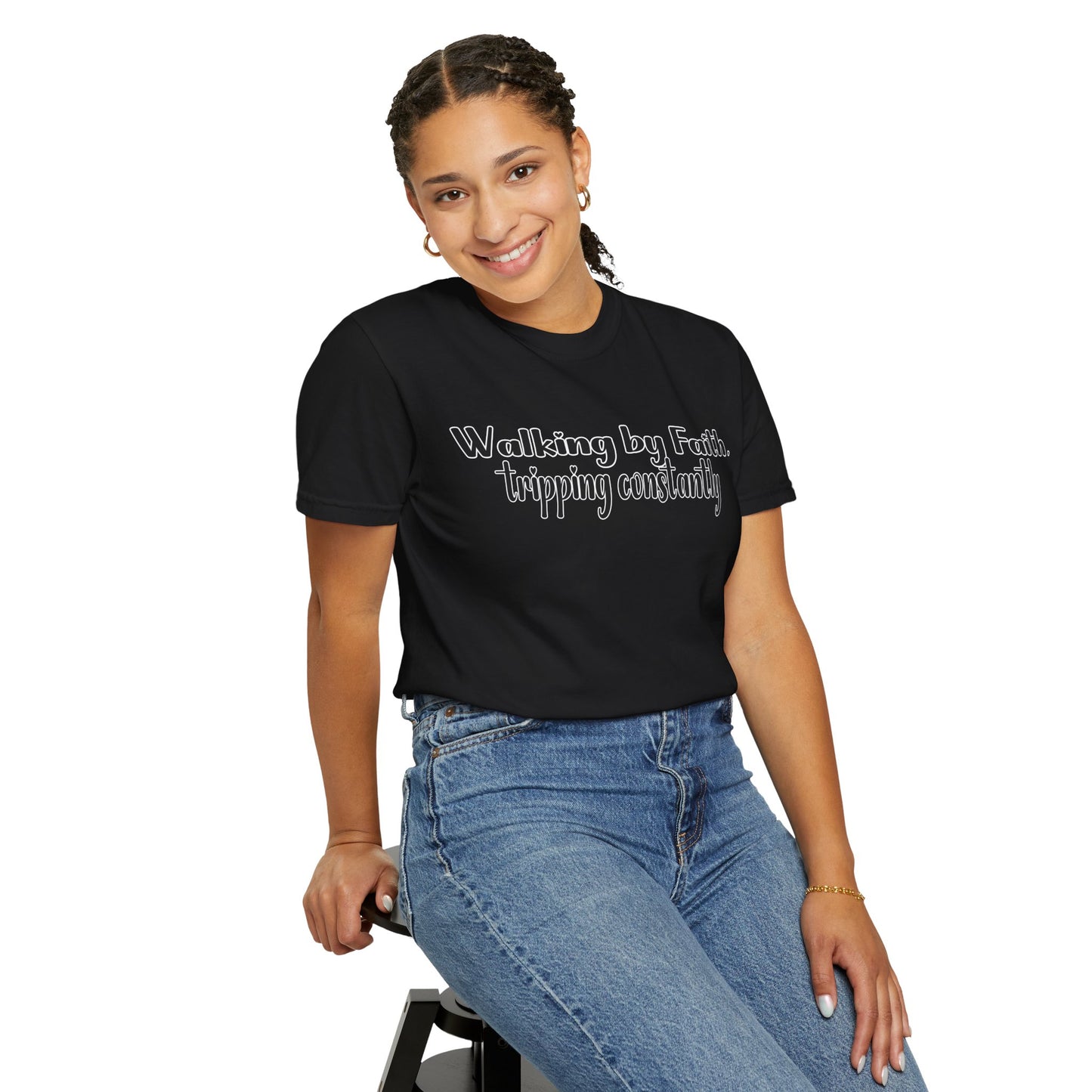 Walking by Faith (Tripping Constantly) – Funny Christian T-Shirt