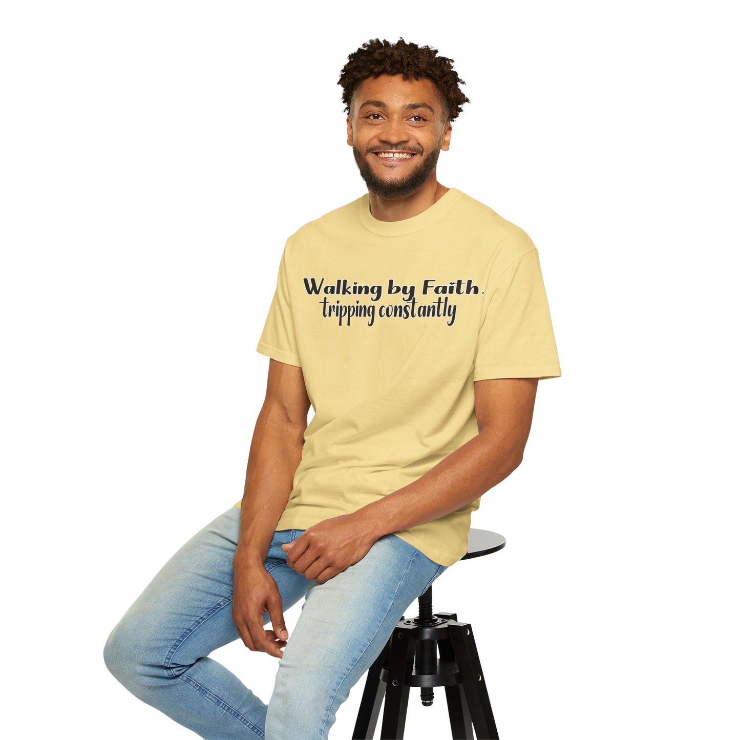 Walking by Faith (Tripping Constantly) – Funny Christian T-Shirt