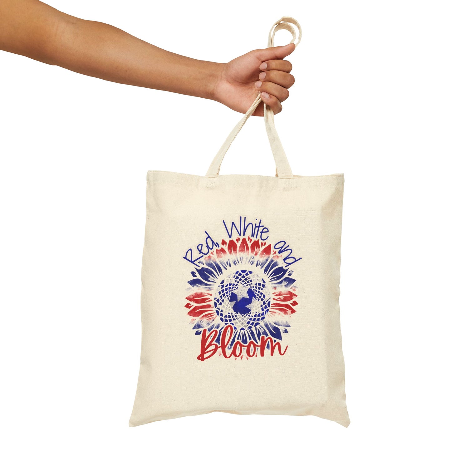 Red, White and Bloom – Patriotic Sunflower Canvas Tote Bag