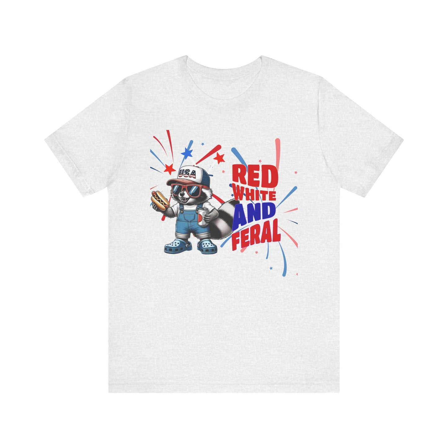 Red, White, and Feral – Funny Patriotic Raccoon T-Shirt