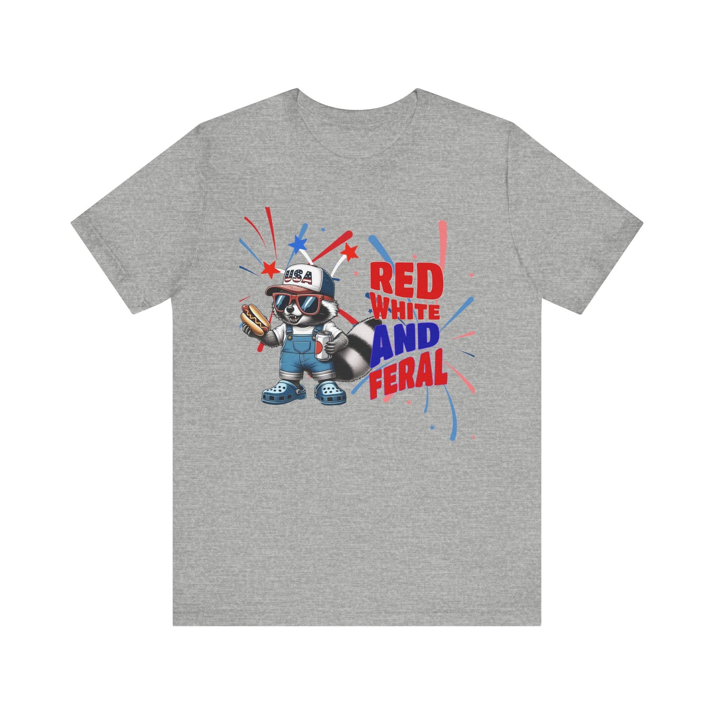 Red, White, and Feral – Funny Patriotic Raccoon T-Shirt