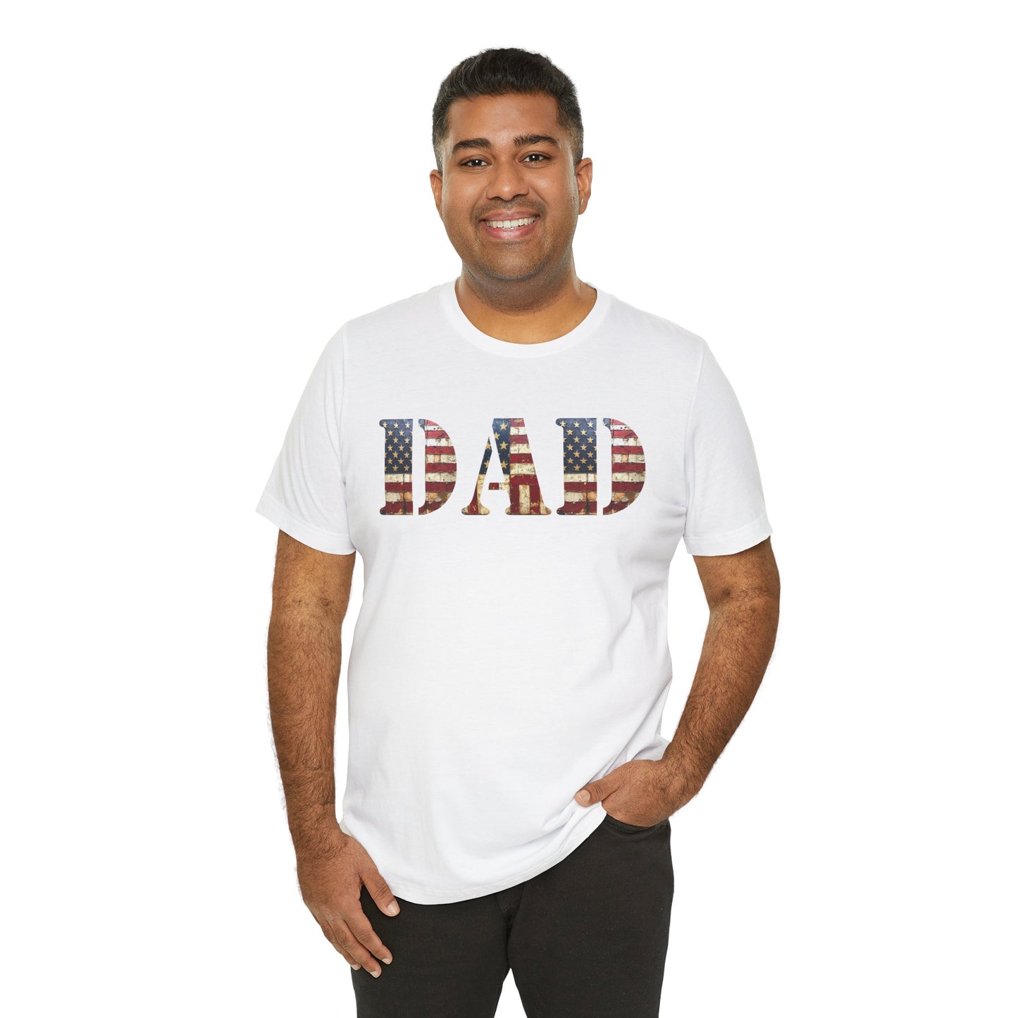T-Shirt DAD Shirt Rustic American Flag | Patriotic Father’s Day Tee | USA Flag Wood Texture Graphic | 4th of July Gift for Dad