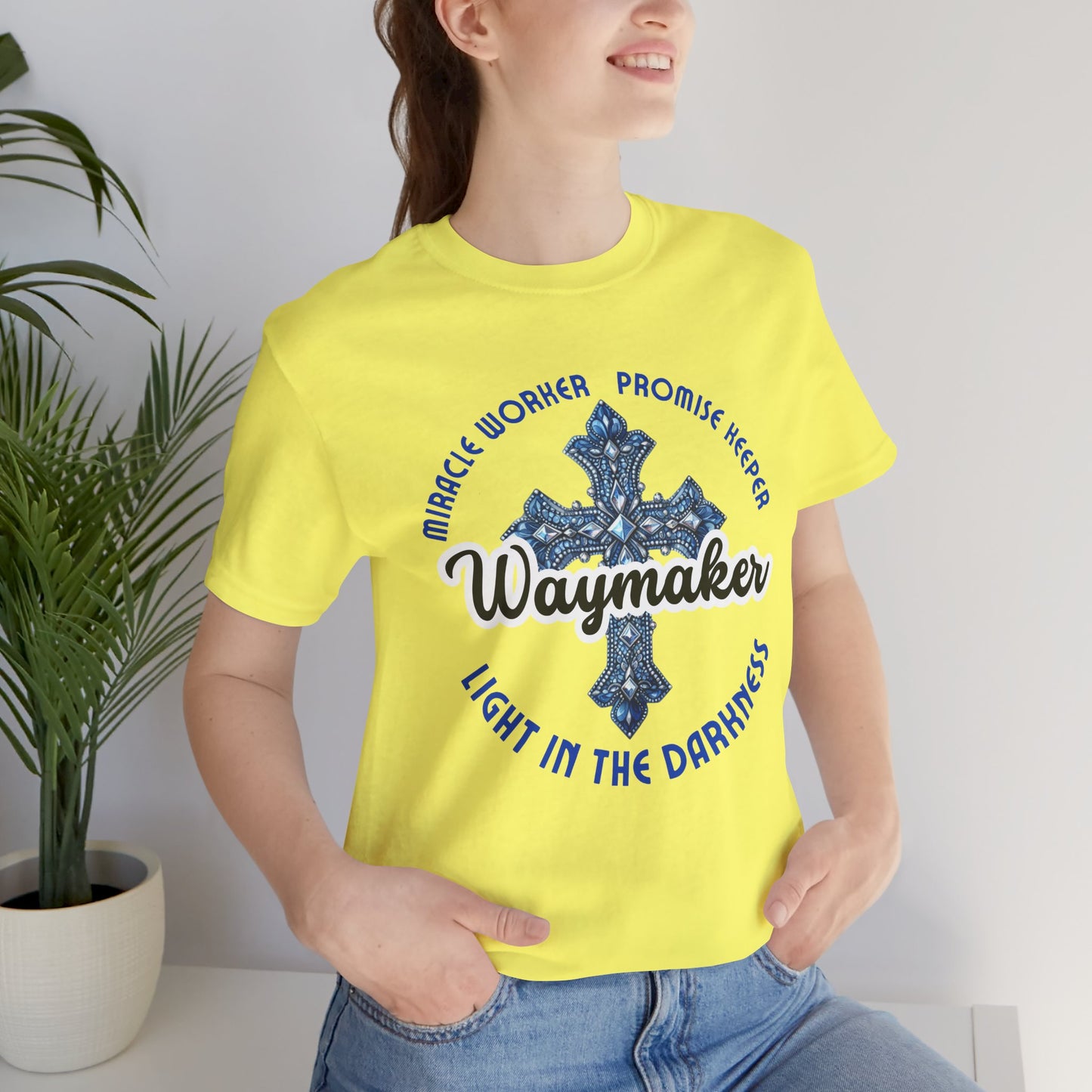 Waymaker – Christian Worship T-Shirt with Jeweled Cross