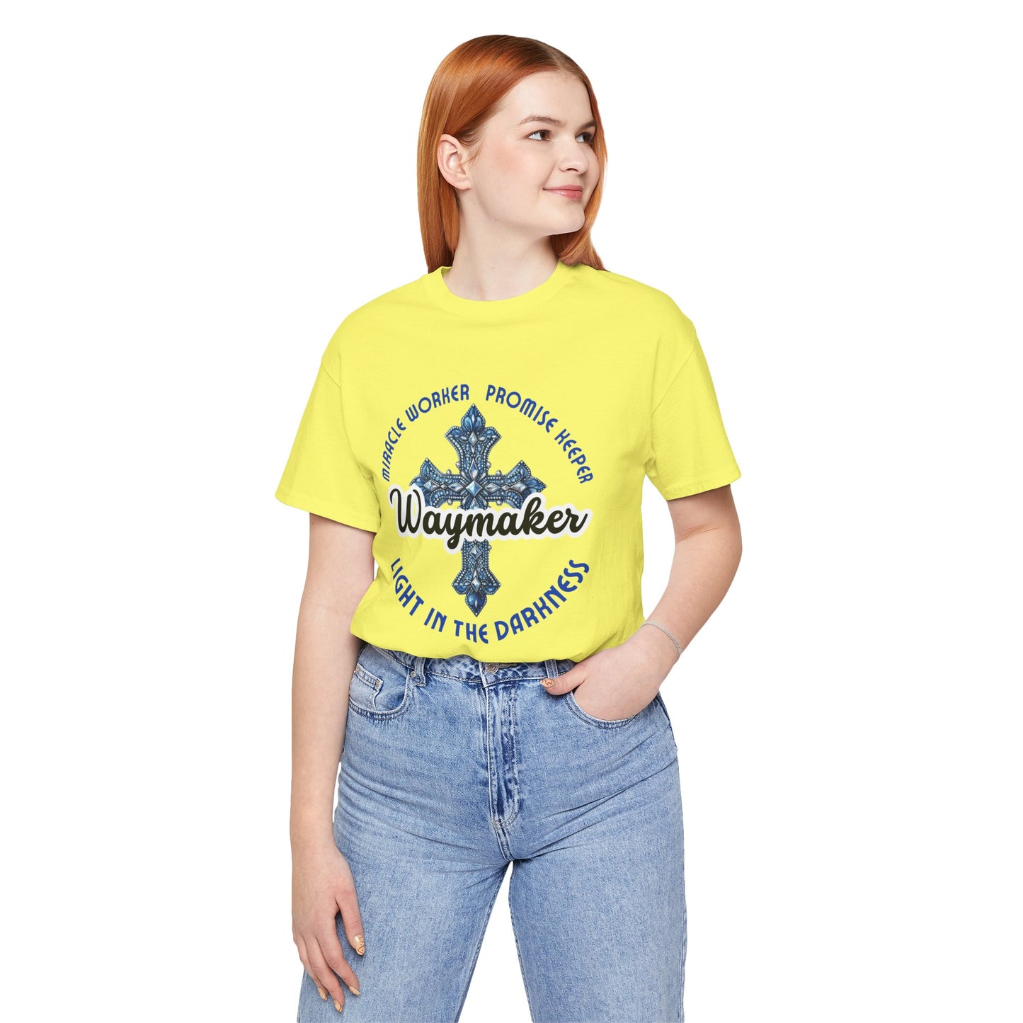 Waymaker – Christian Worship T-Shirt with Jeweled Cross