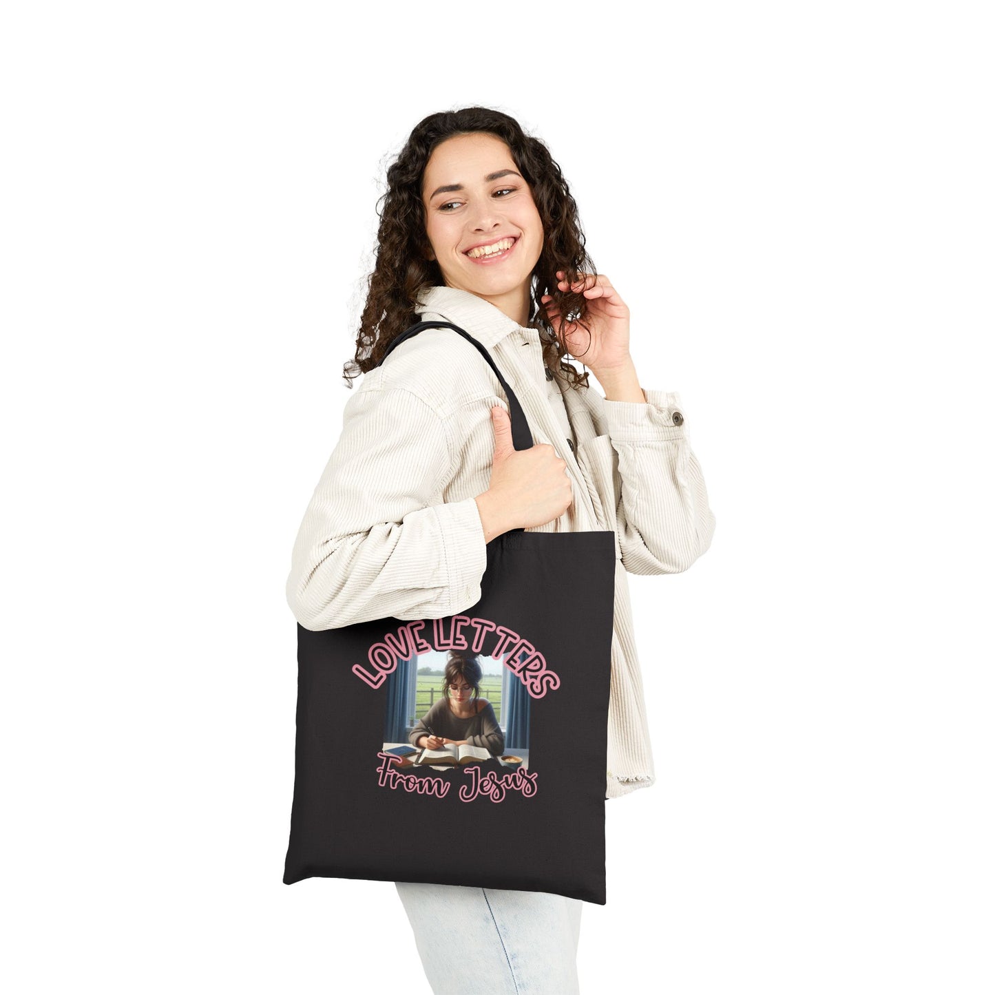 Love Letters from Jesus Tote Bag – Inspirational Cotton Canvas Carryall for Everyday Use, Church, Gifts, Shopping, Eco-Friendly