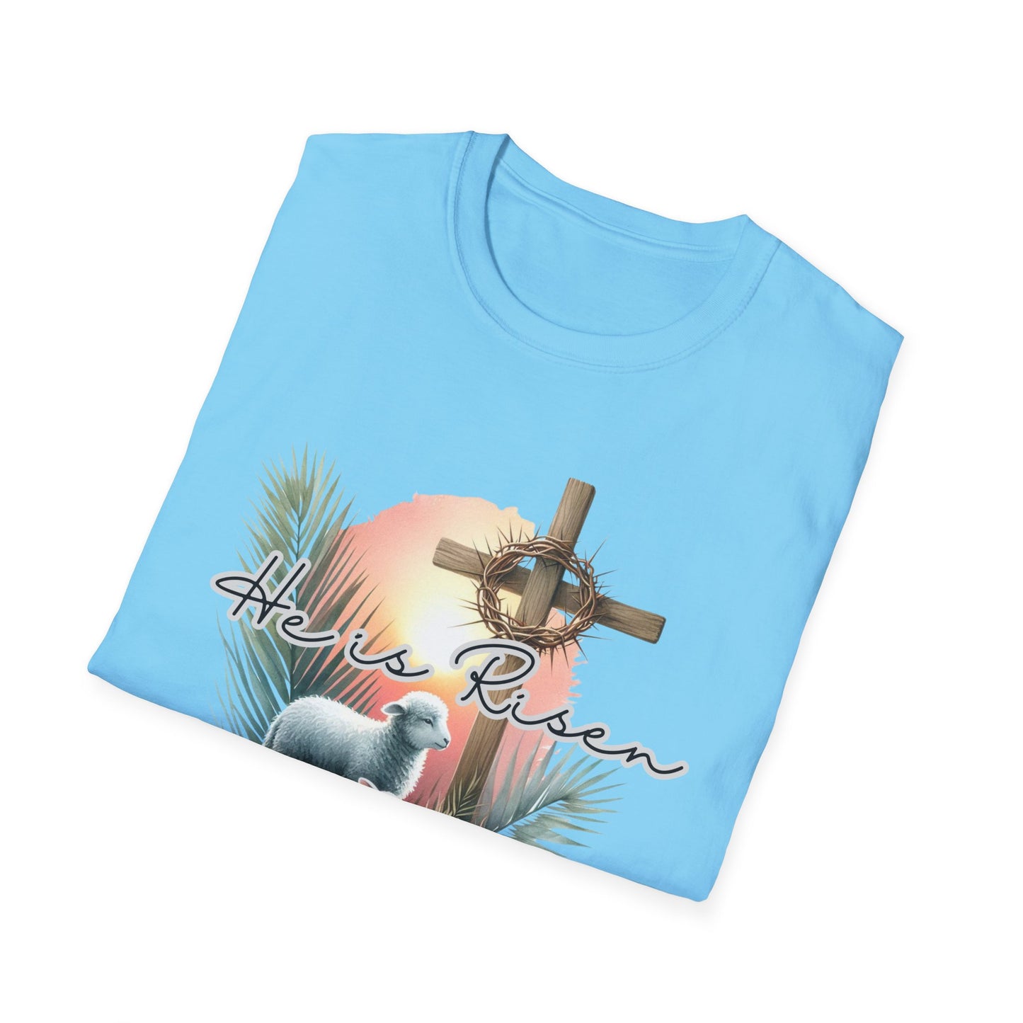 Unisex Softstyle T-Shirt - 'He Is Risen' Easter Tee with Floral Elements