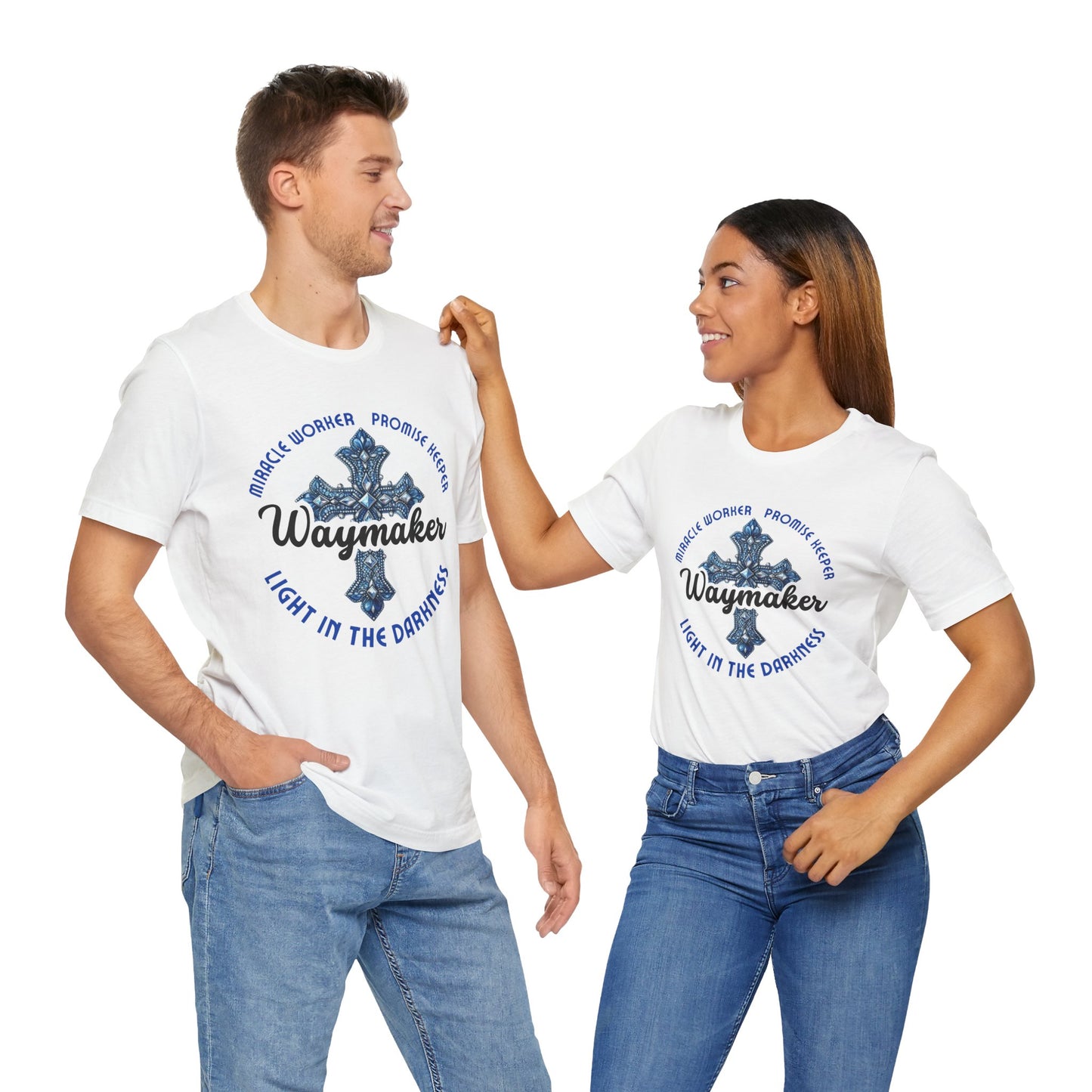 Waymaker – Christian Worship T-Shirt with Jeweled Cross