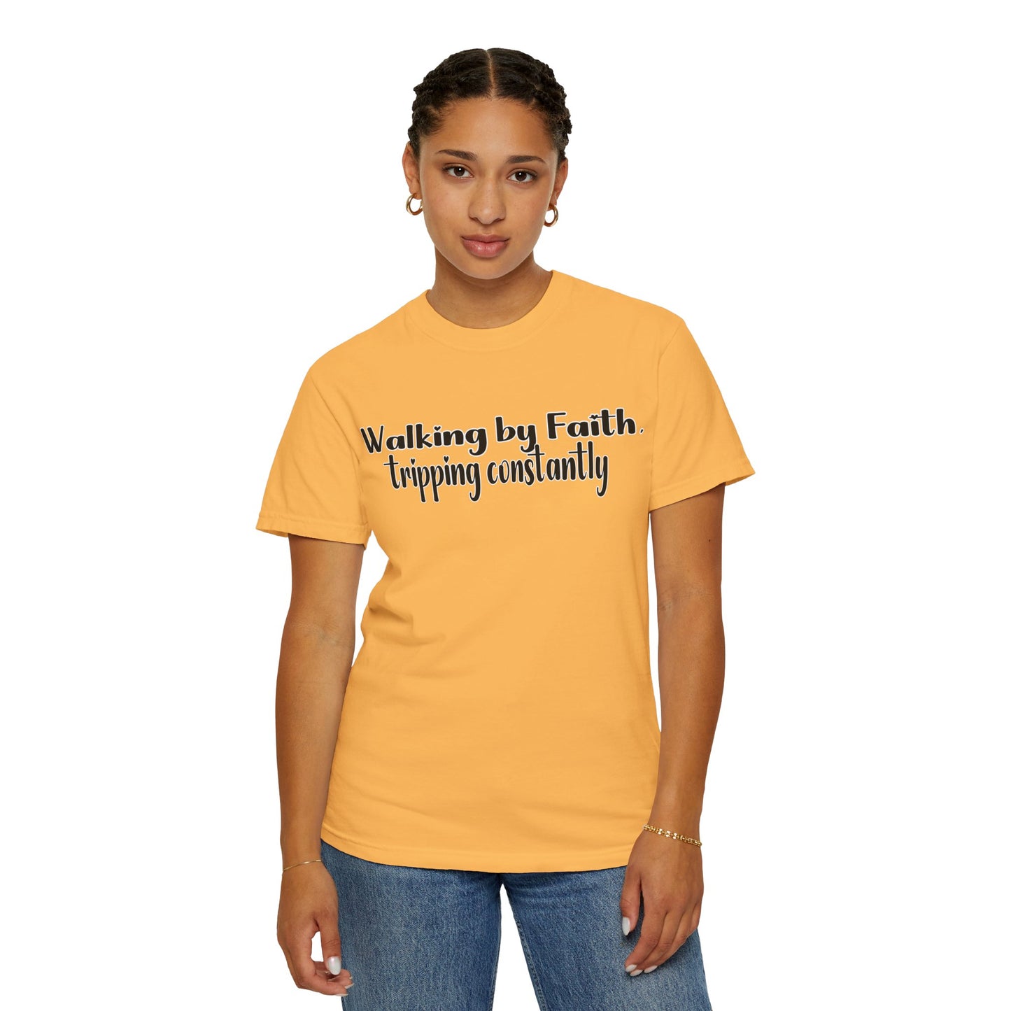 Walking by Faith (Tripping Constantly) – Funny Christian T-Shirt