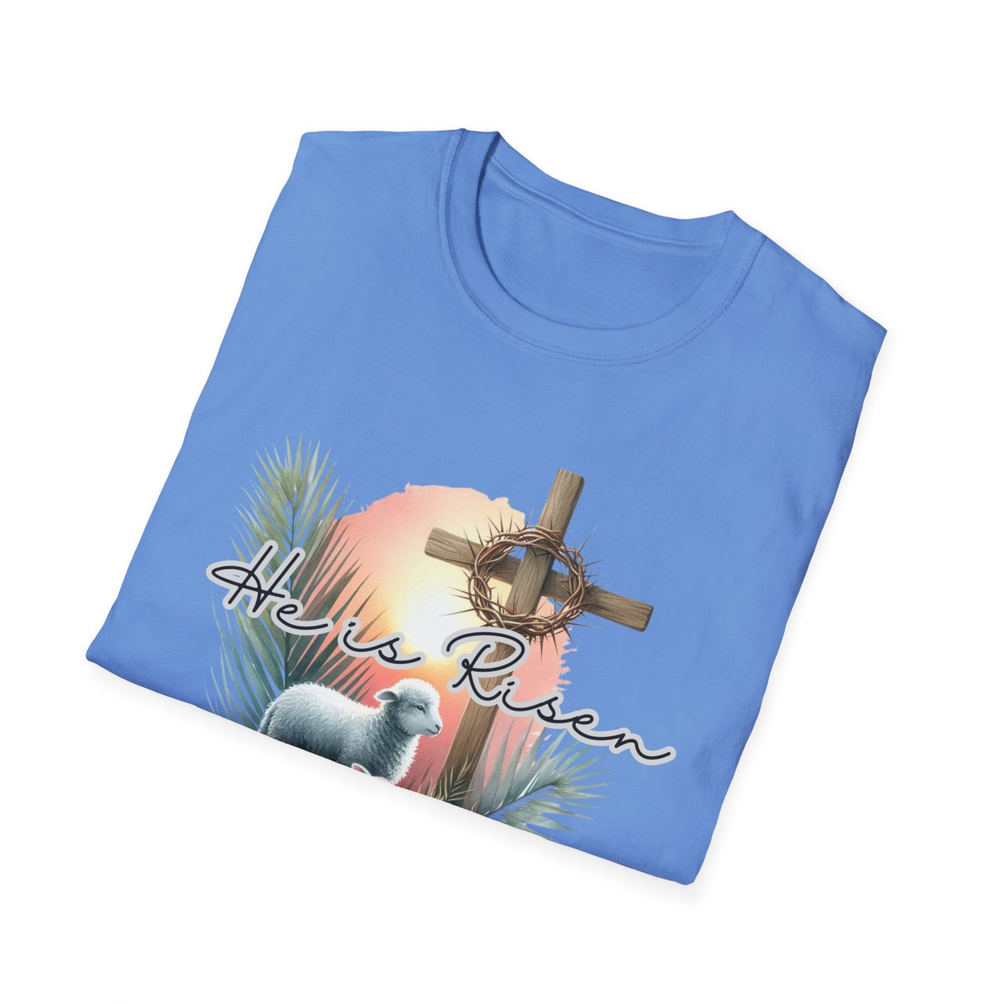 Unisex Softstyle T-Shirt - 'He Is Risen' Easter Tee with Floral Elements