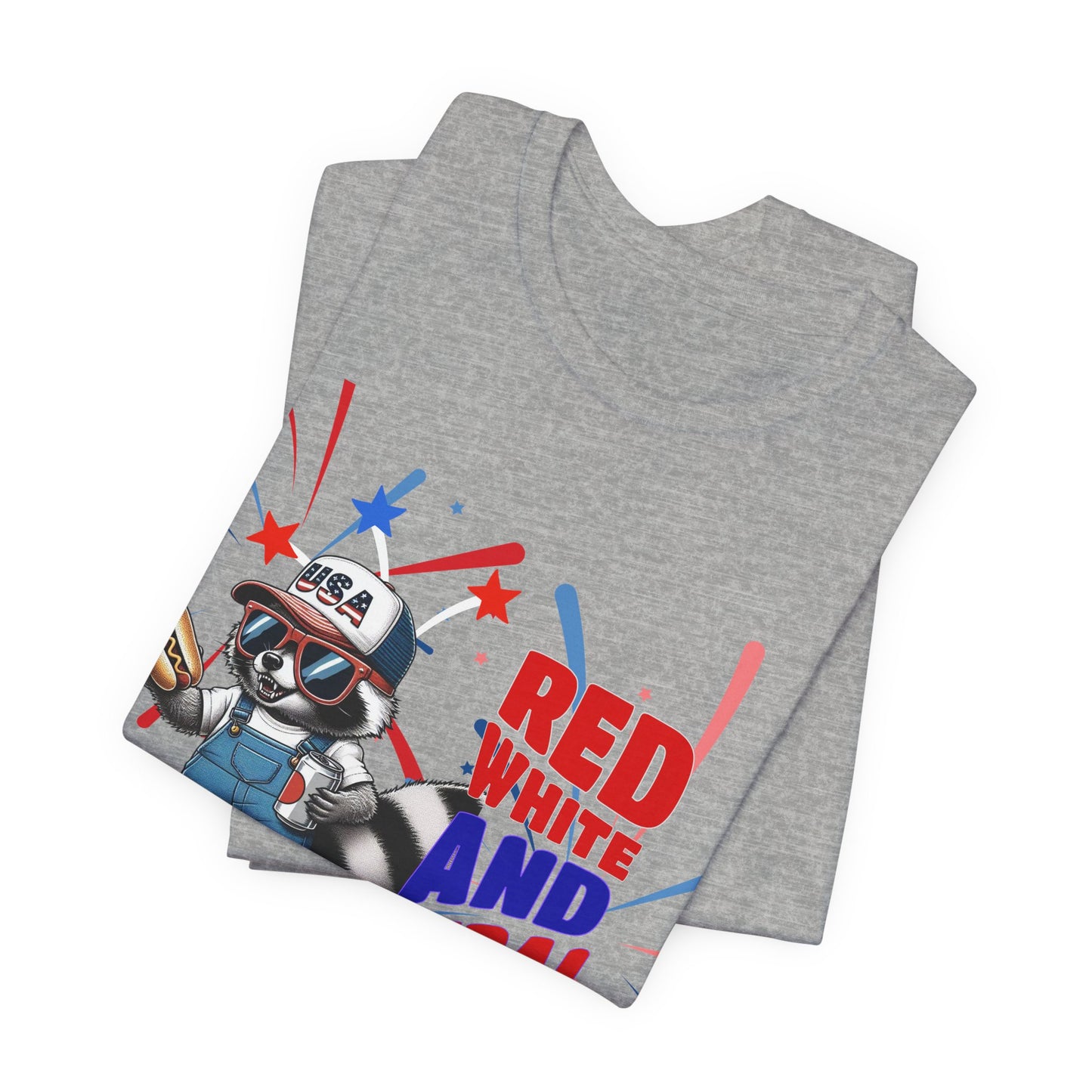 Red, White, and Feral – Funny Patriotic Raccoon T-Shirt