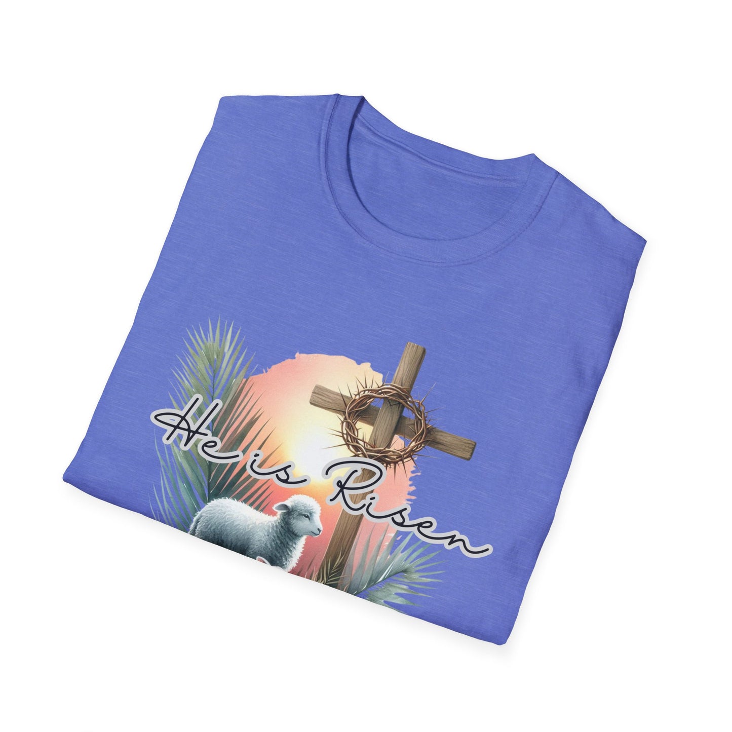 Unisex Softstyle T-Shirt - 'He Is Risen' Easter Tee with Floral Elements