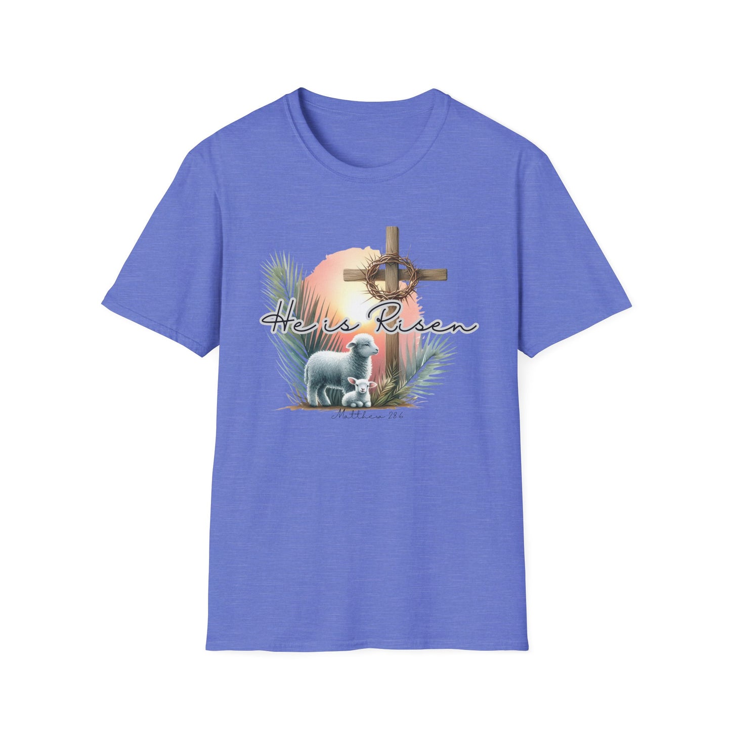 Unisex Softstyle T-Shirt - 'He Is Risen' Easter Tee with Floral Elements