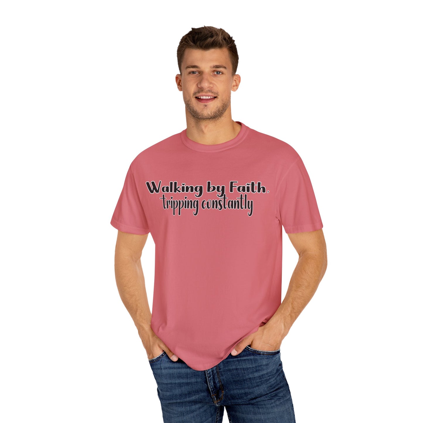 Walking by Faith (Tripping Constantly) – Funny Christian T-Shirt