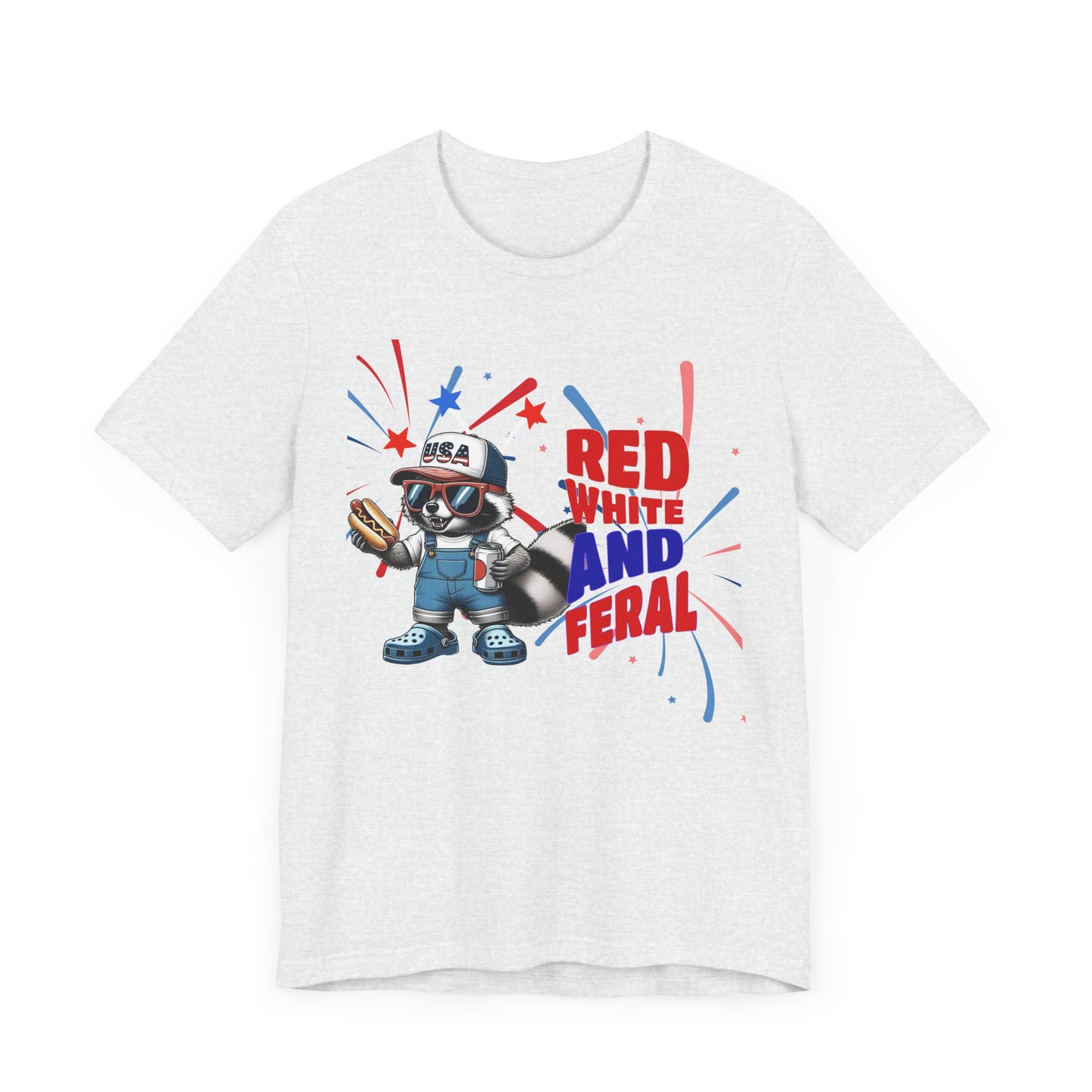 Red, White, and Feral – Funny Patriotic Raccoon T-Shirt