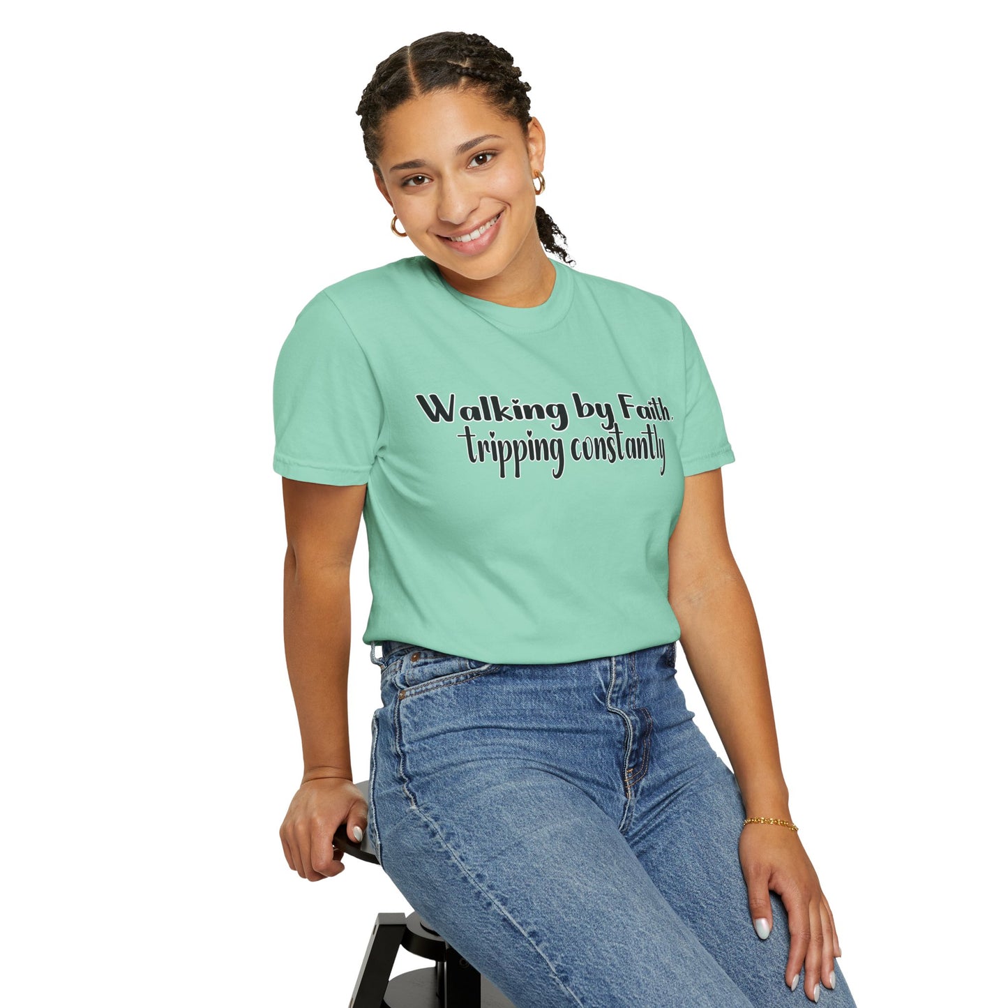 Walking by Faith (Tripping Constantly) – Funny Christian T-Shirt