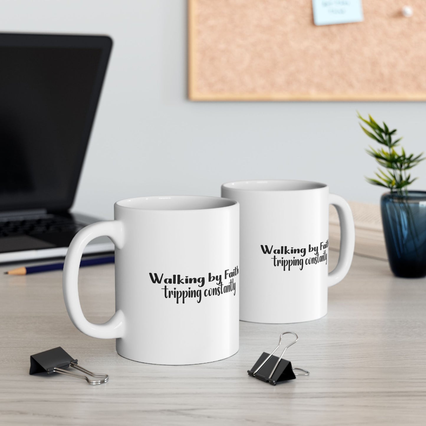 Walking by Faith Tripping Constantly Mug | Funny Christian Coffee Cup | Grace Over Perfection Gift for Women | Faith Humor Mug