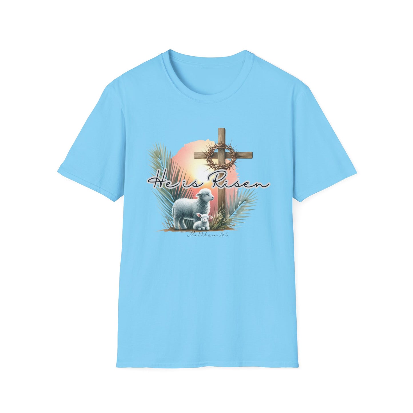Unisex Softstyle T-Shirt - 'He Is Risen' Easter Tee with Floral Elements