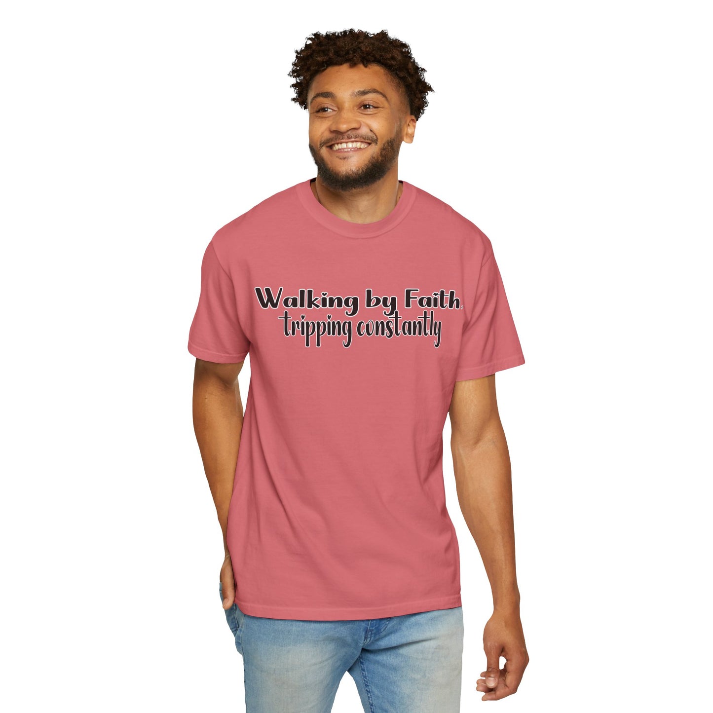 Walking by Faith (Tripping Constantly) – Funny Christian T-Shirt