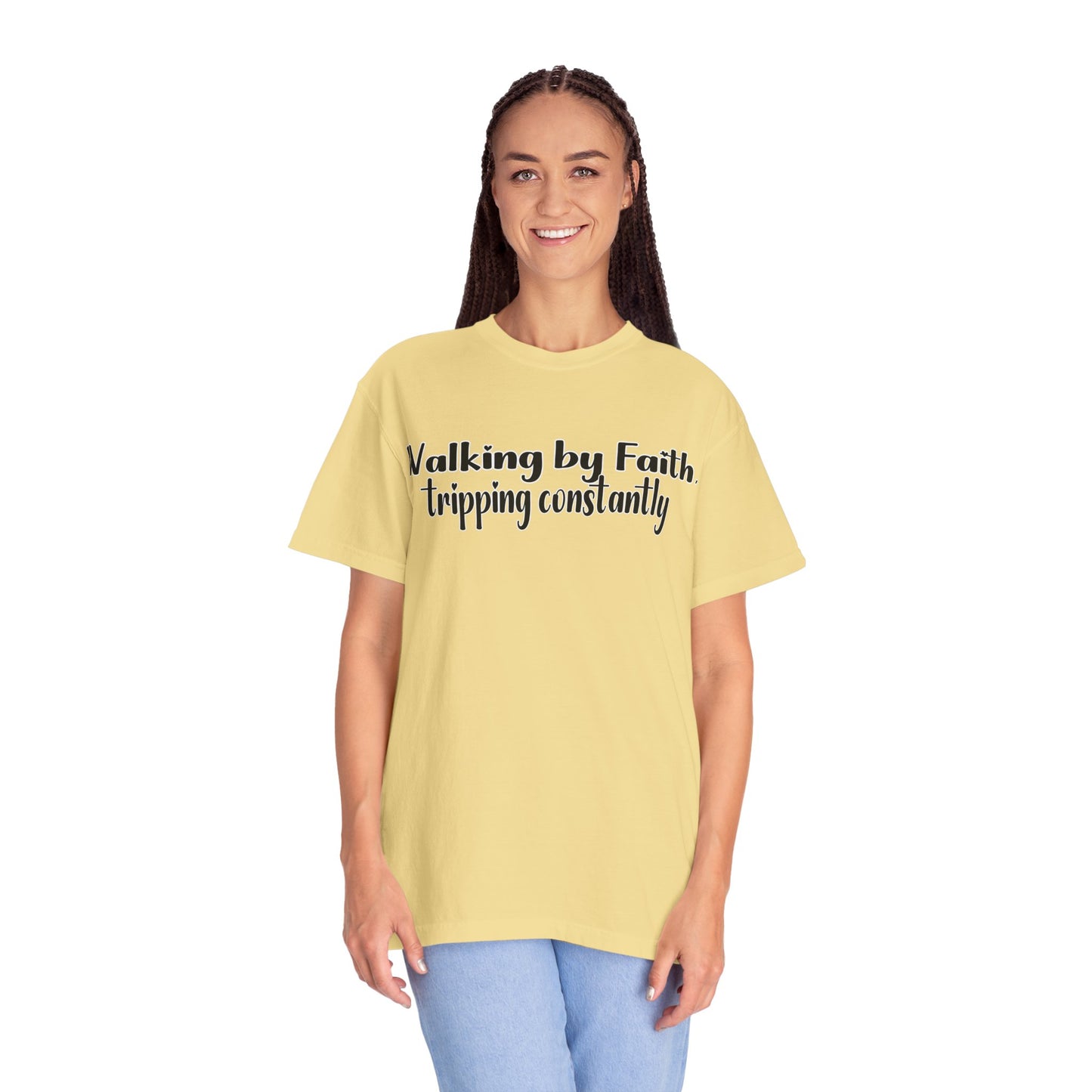 Walking by Faith (Tripping Constantly) – Funny Christian T-Shirt