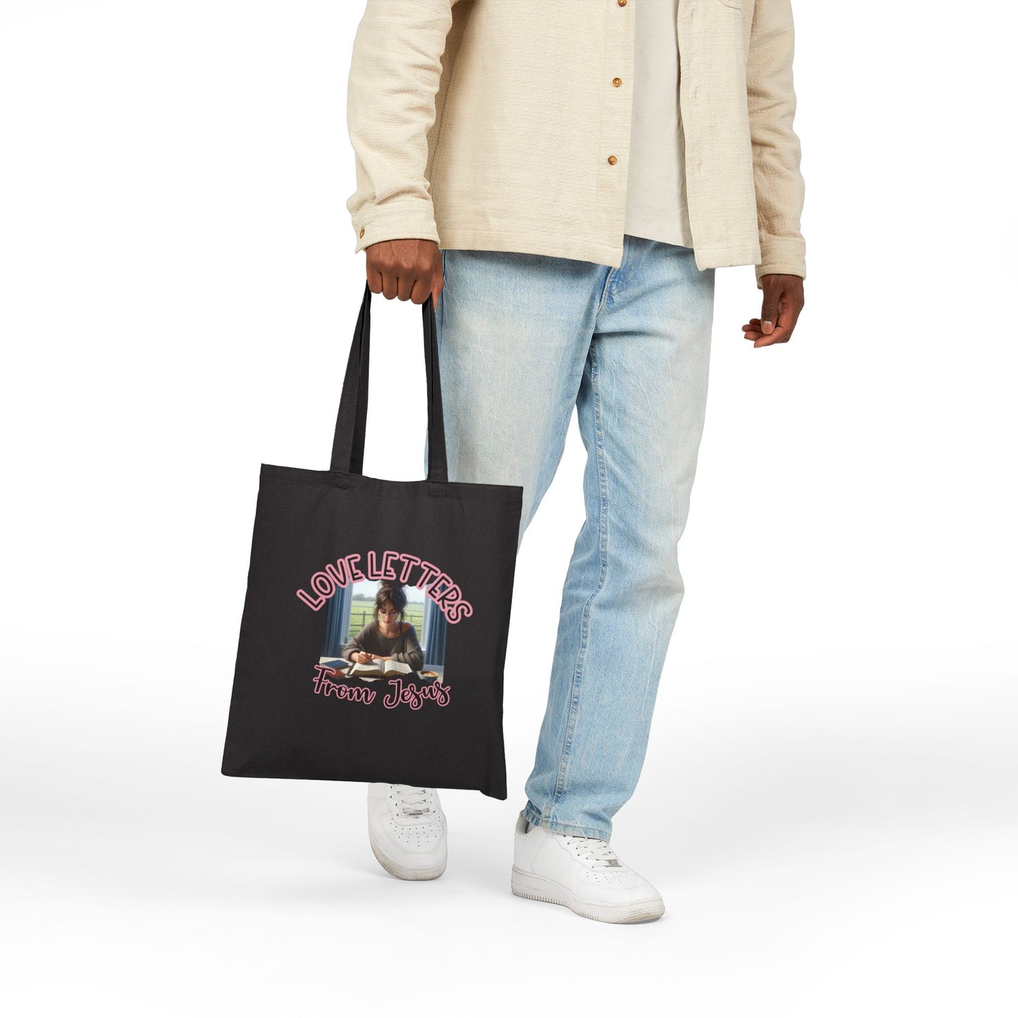 Love Letters from Jesus Tote Bag – Inspirational Cotton Canvas Carryall for Everyday Use, Church, Gifts, Shopping, Eco-Friendly