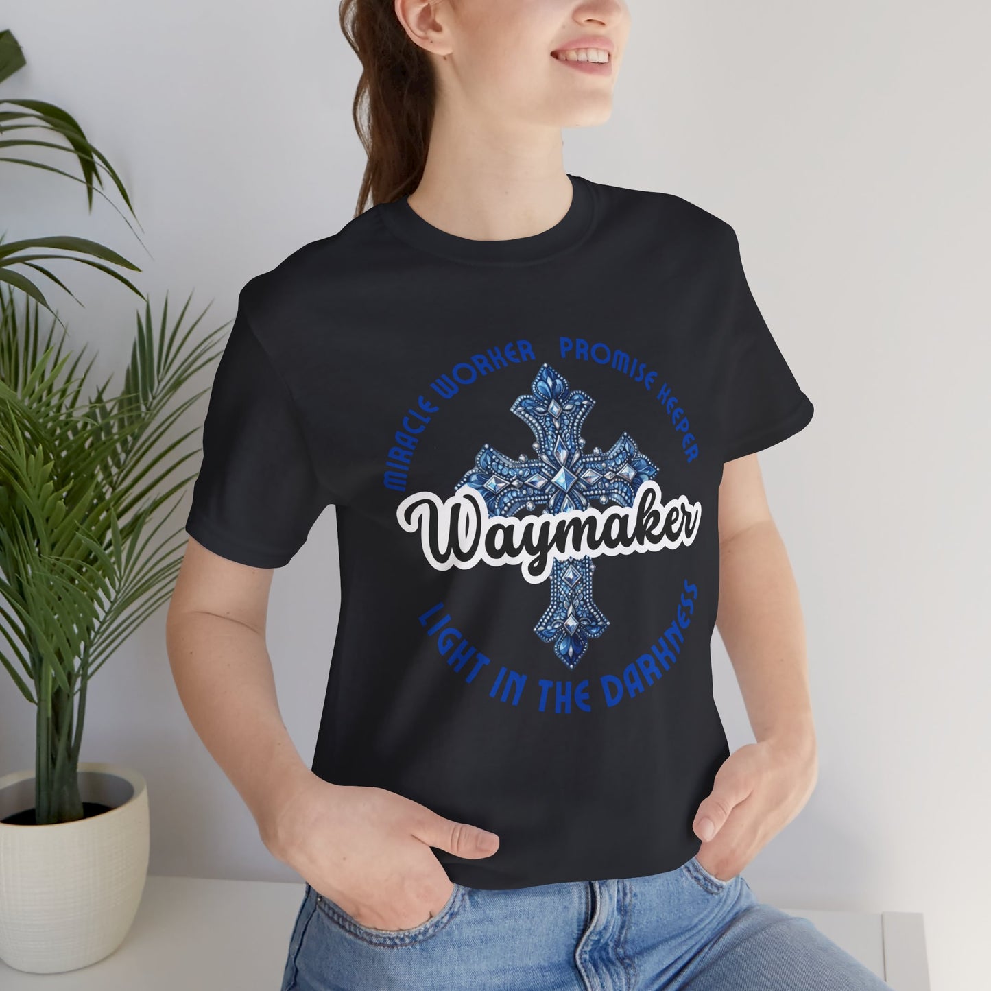 Waymaker – Christian Worship T-Shirt with Jeweled Cross