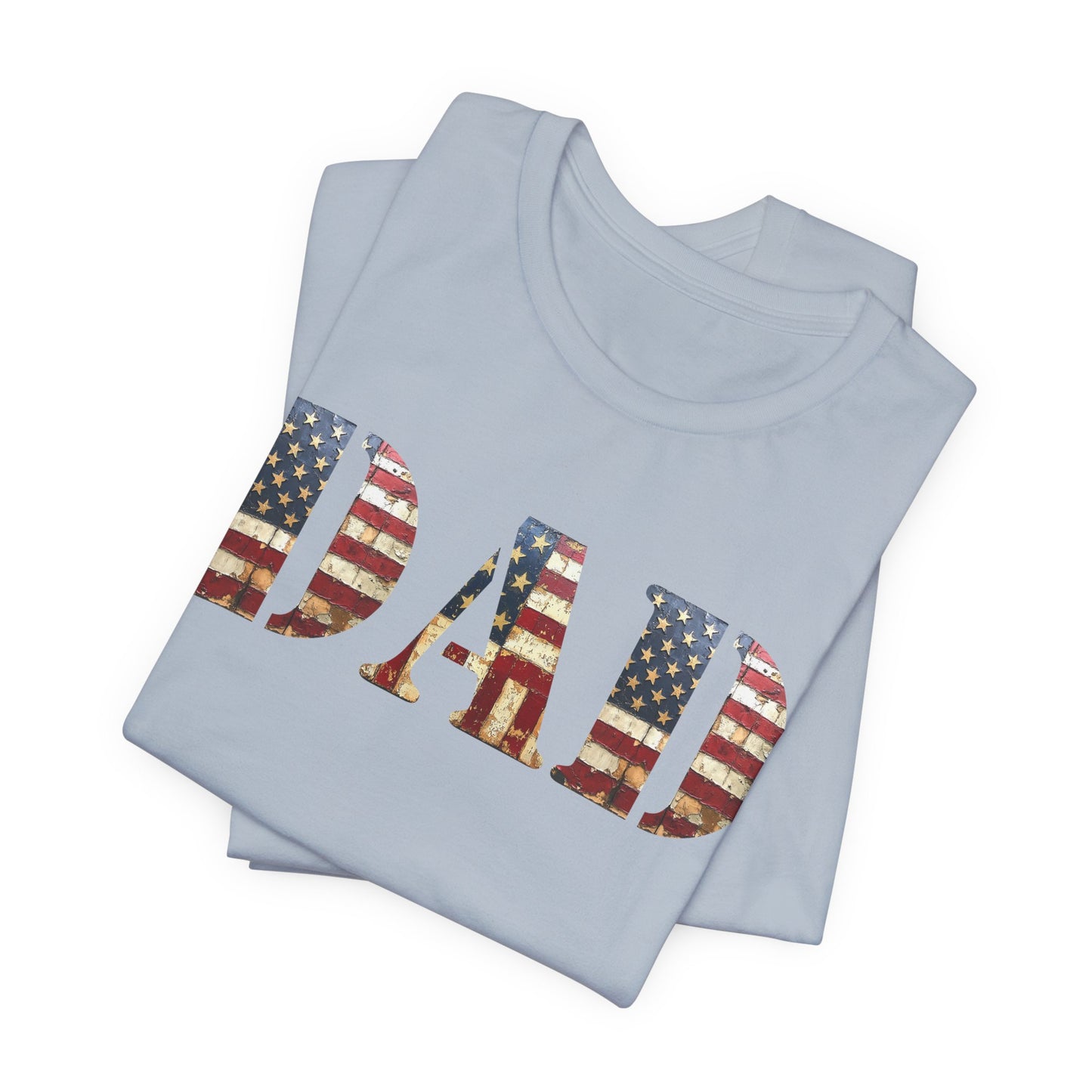T-Shirt DAD Shirt Rustic American Flag | Patriotic Father’s Day Tee | USA Flag Wood Texture Graphic | 4th of July Gift for Dad