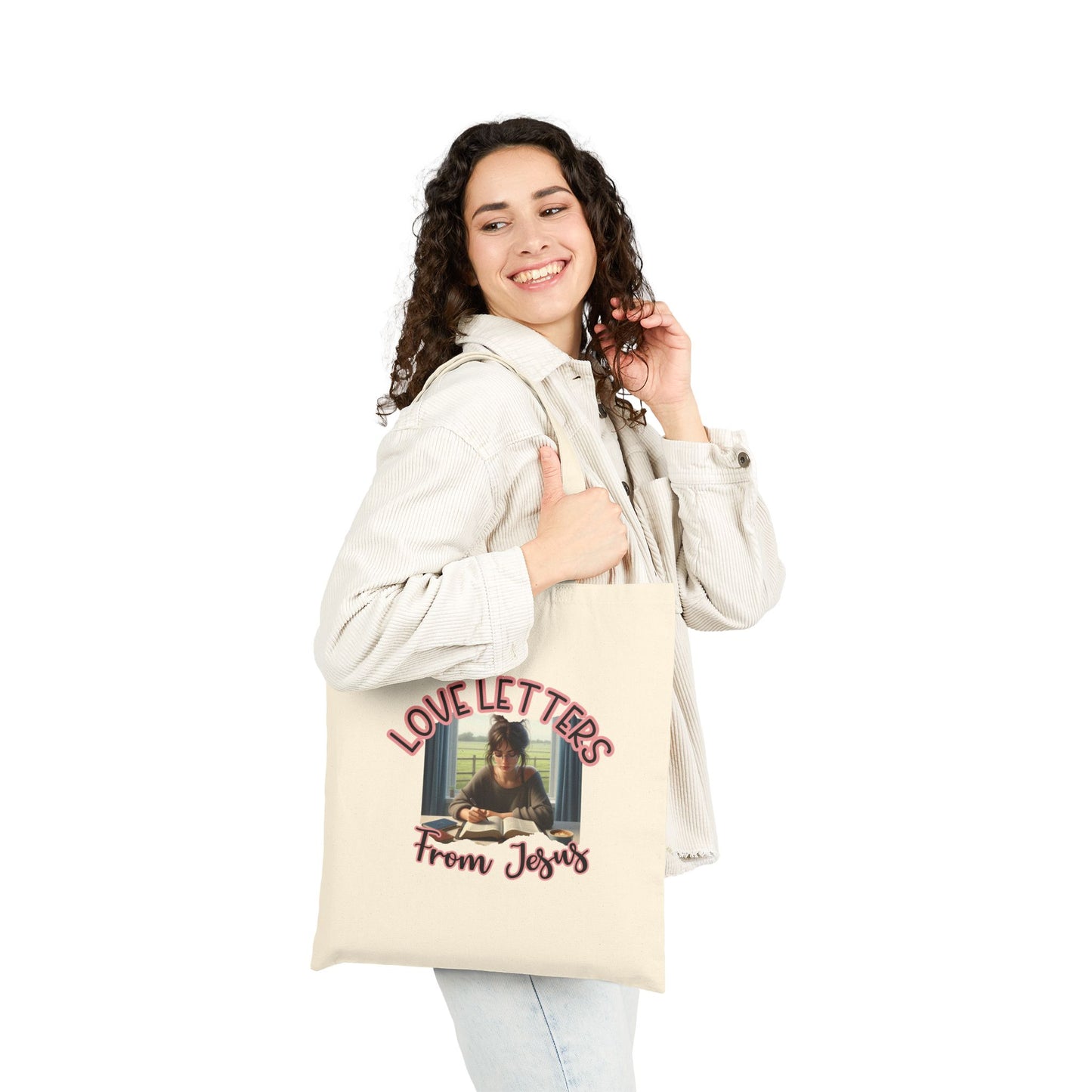 Love Letters from Jesus Tote Bag – Inspirational Cotton Canvas Carryall for Everyday Use, Church, Gifts, Shopping, Eco-Friendly