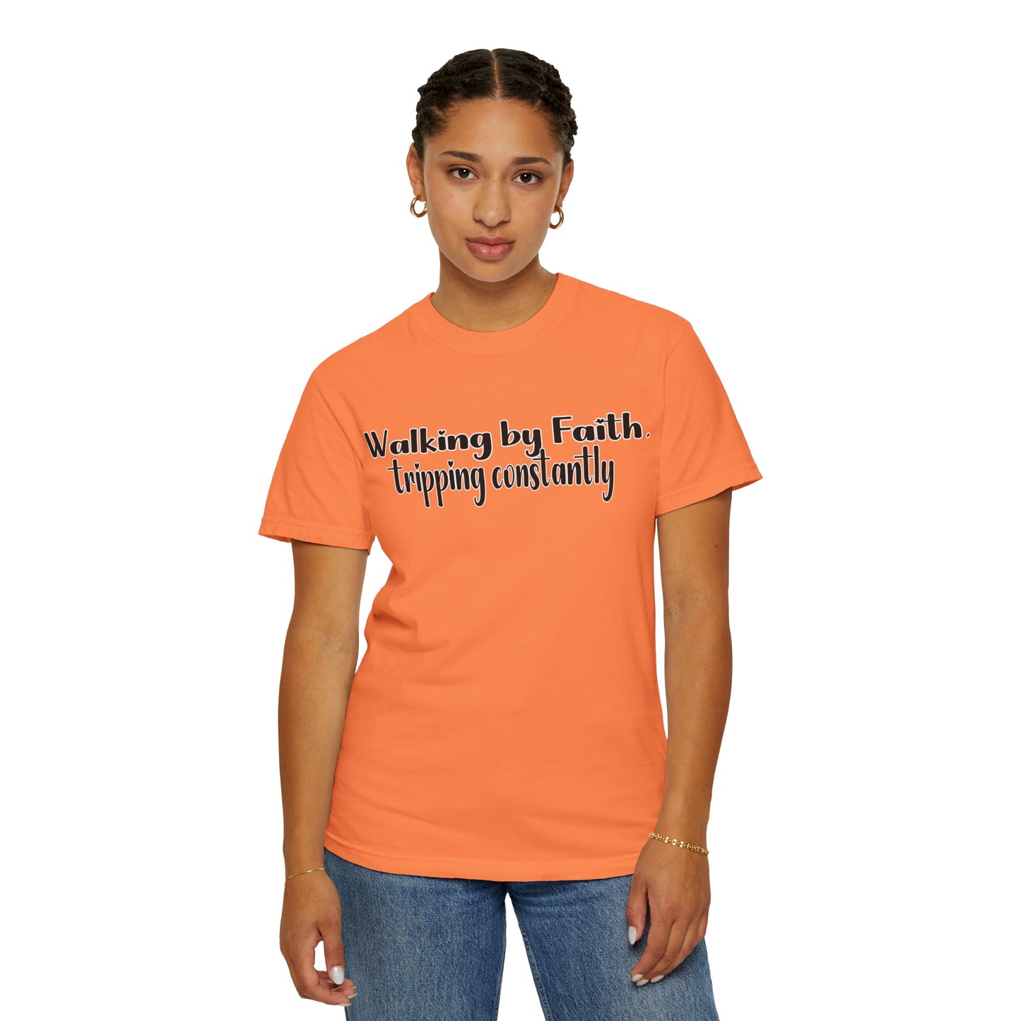 Walking by Faith (Tripping Constantly) – Funny Christian T-Shirt
