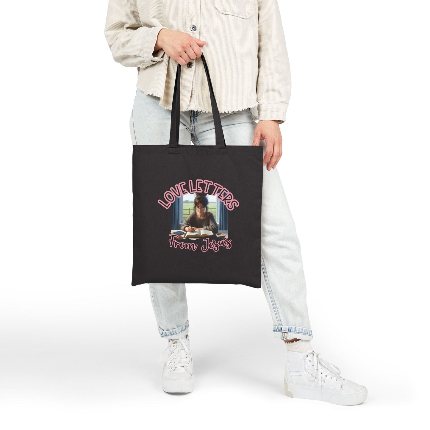 Love Letters from Jesus Tote Bag – Inspirational Cotton Canvas Carryall for Everyday Use, Church, Gifts, Shopping, Eco-Friendly