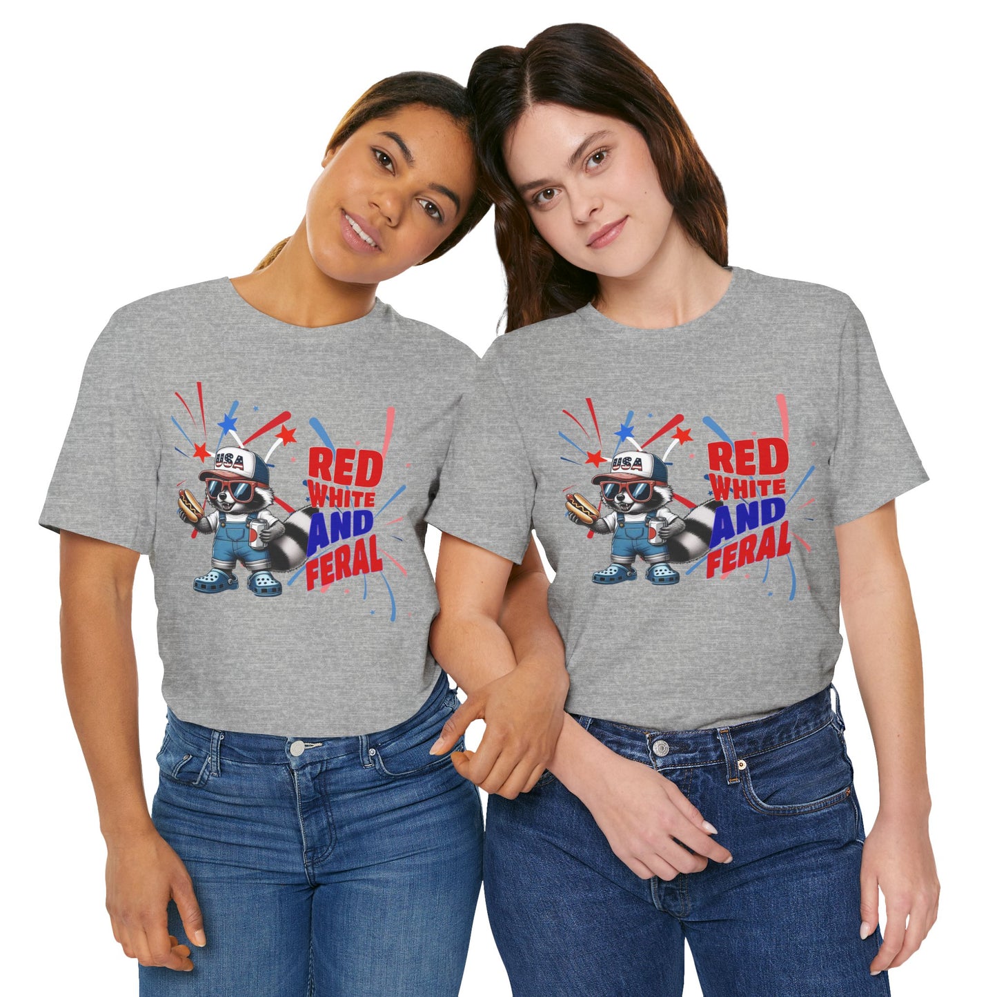 Red, White, and Feral – Funny Patriotic Raccoon T-Shirt