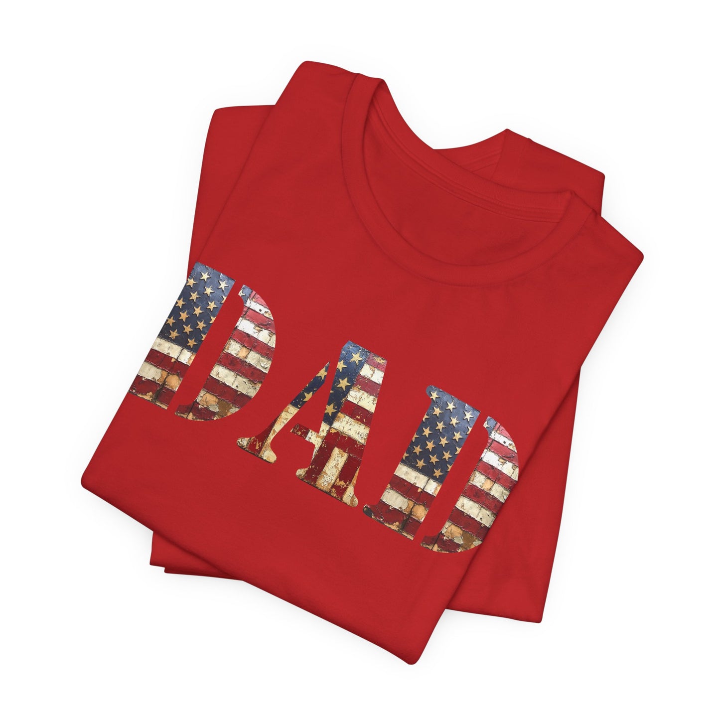 T-Shirt DAD Shirt Rustic American Flag | Patriotic Father’s Day Tee | USA Flag Wood Texture Graphic | 4th of July Gift for Dad