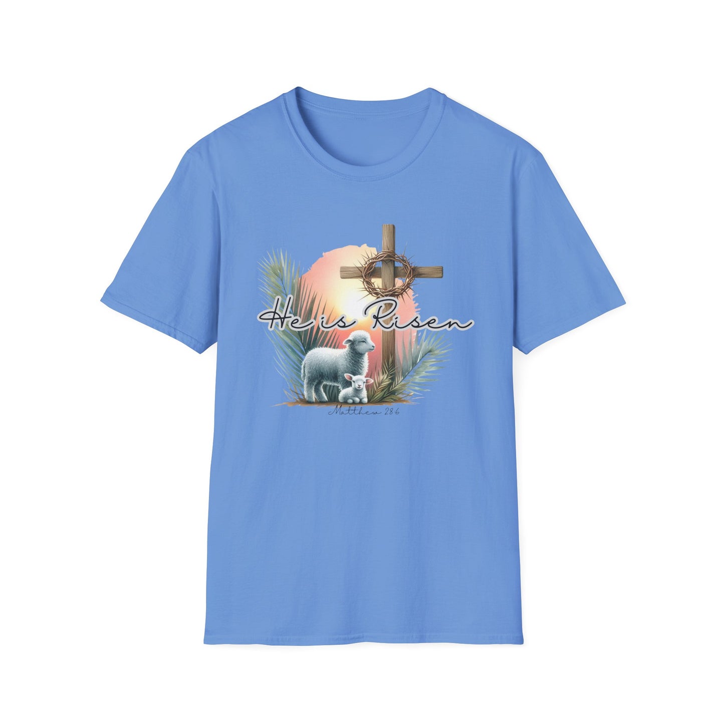Unisex Softstyle T-Shirt - 'He Is Risen' Easter Tee with Floral Elements