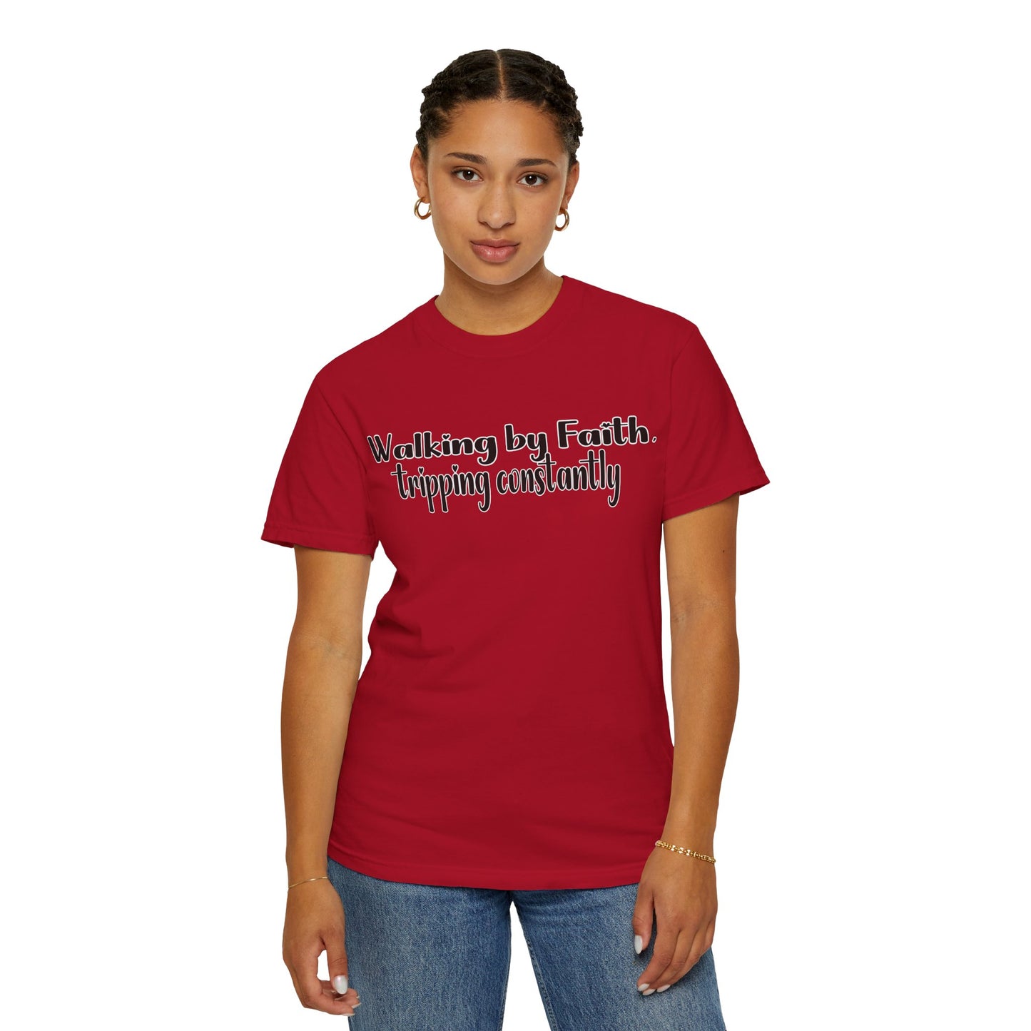 Walking by Faith (Tripping Constantly) – Funny Christian T-Shirt