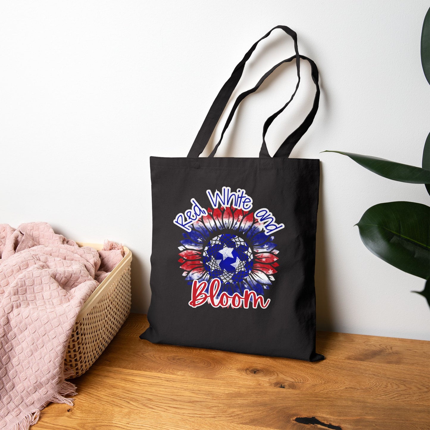 Red, White and Bloom – Patriotic Sunflower Canvas Tote Bag