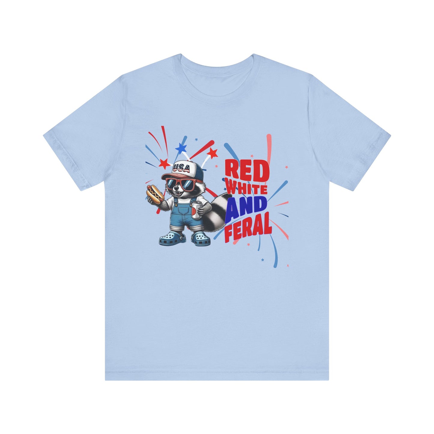 Red, White, and Feral – Funny Patriotic Raccoon T-Shirt
