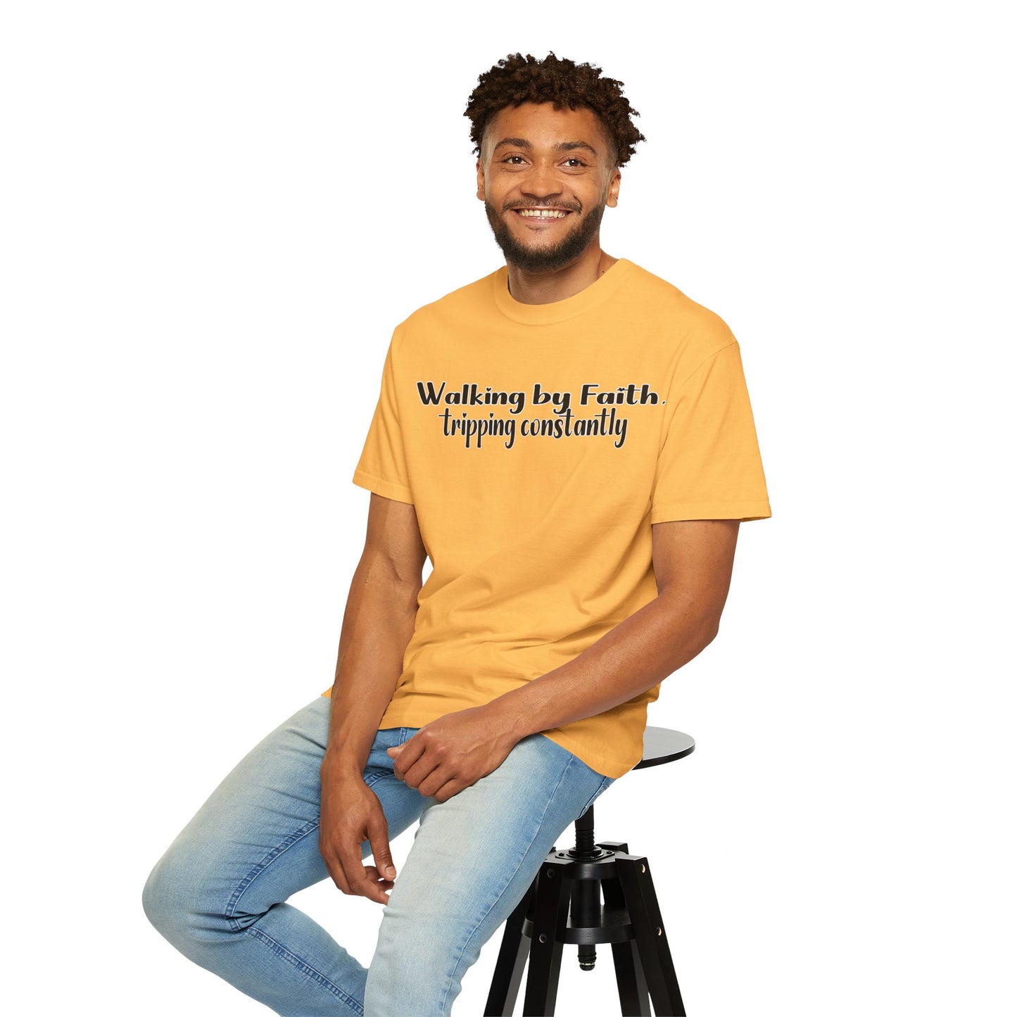Walking by Faith (Tripping Constantly) – Funny Christian T-Shirt